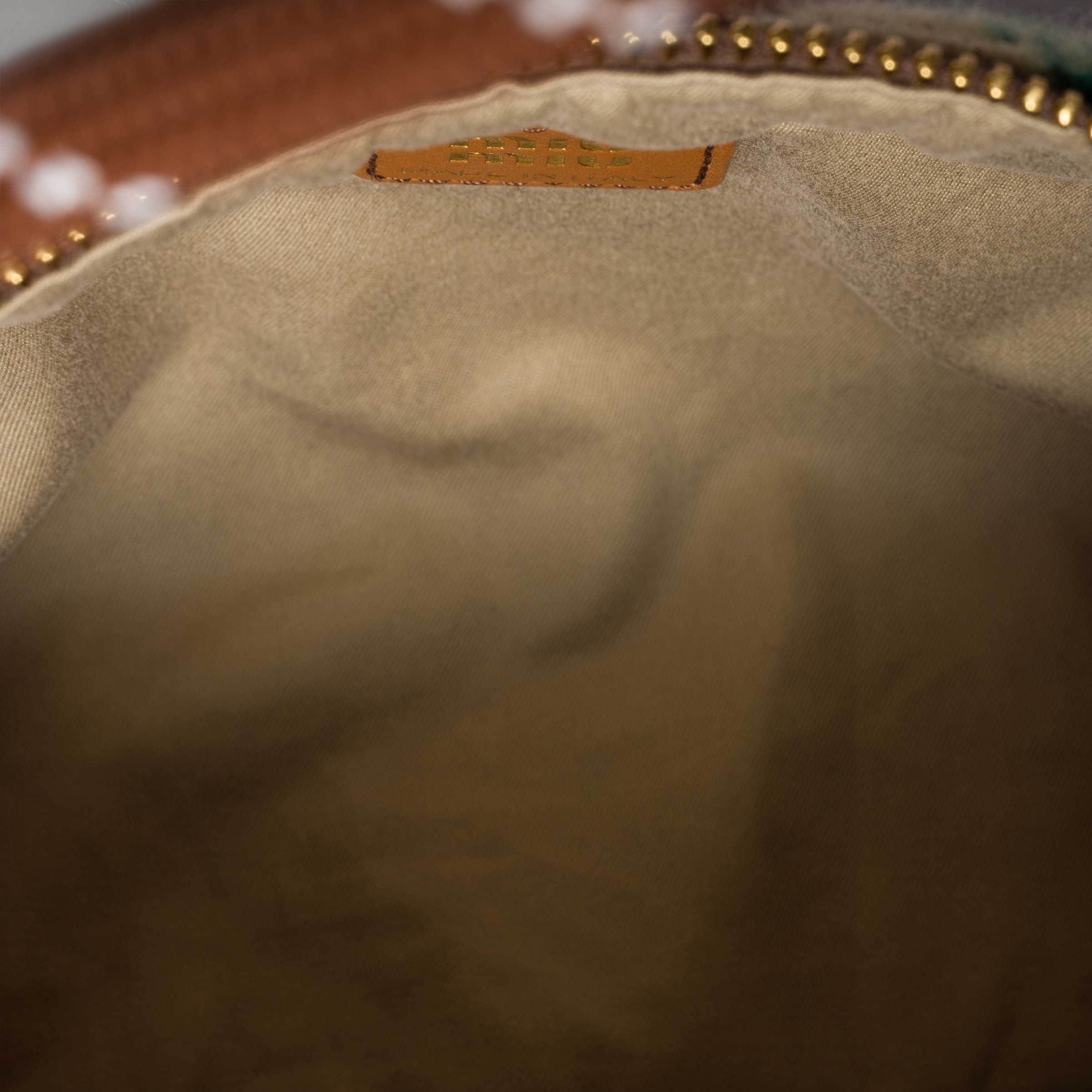 キャメル＋グリーン ウールxチェック ポーチ | Miu Miu