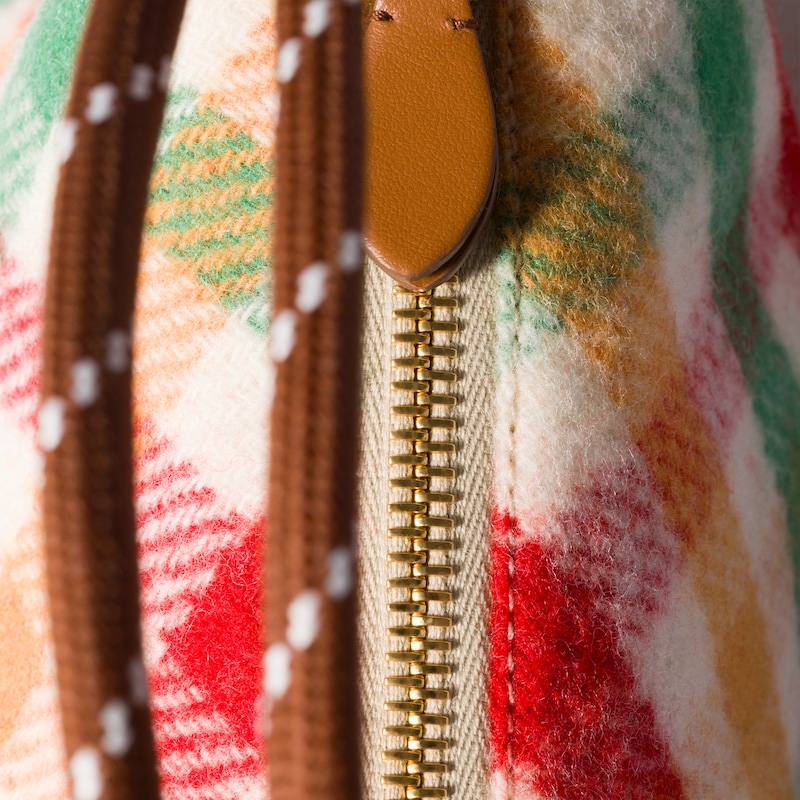 Plaid wool pouch