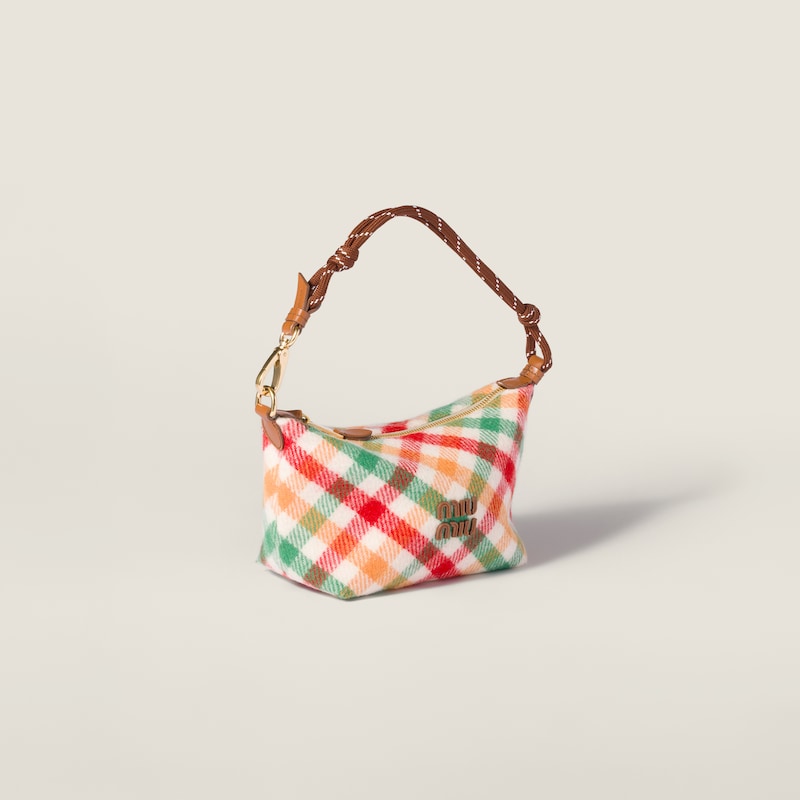 Plaid wool pouch