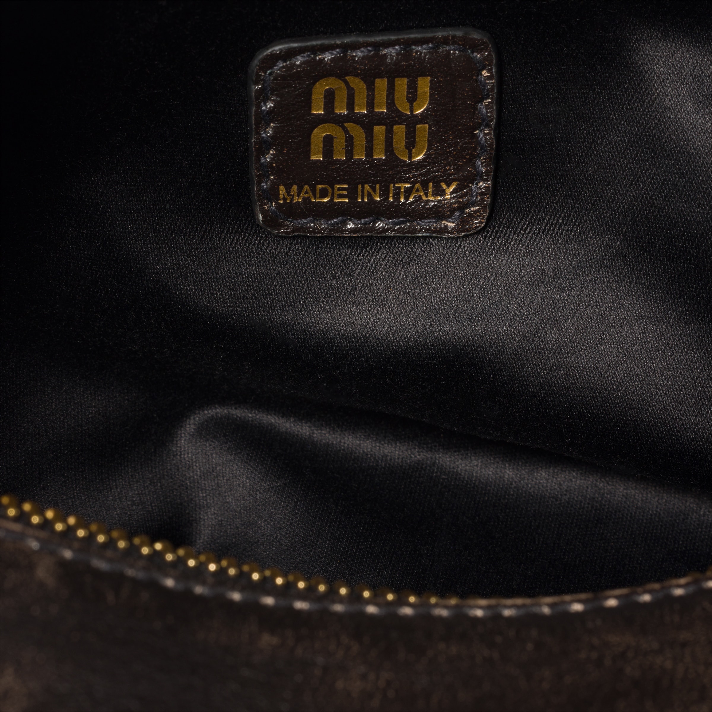 Coffee Brown/green Leather Pouch | Miu Miu