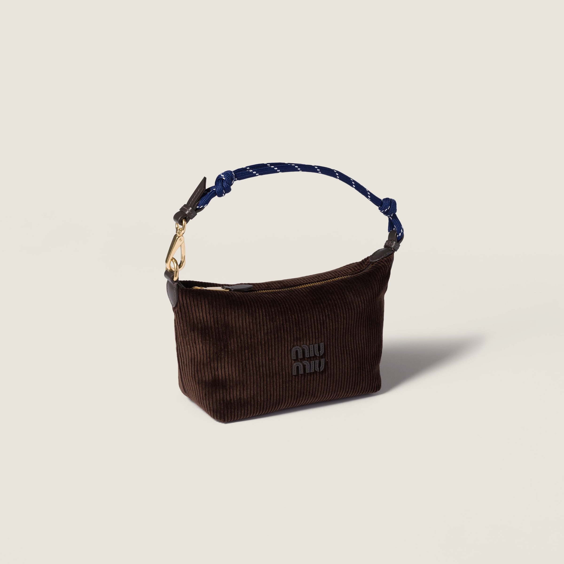 Ebony/baltic Blue Corduroy Pouch | Miu Miu