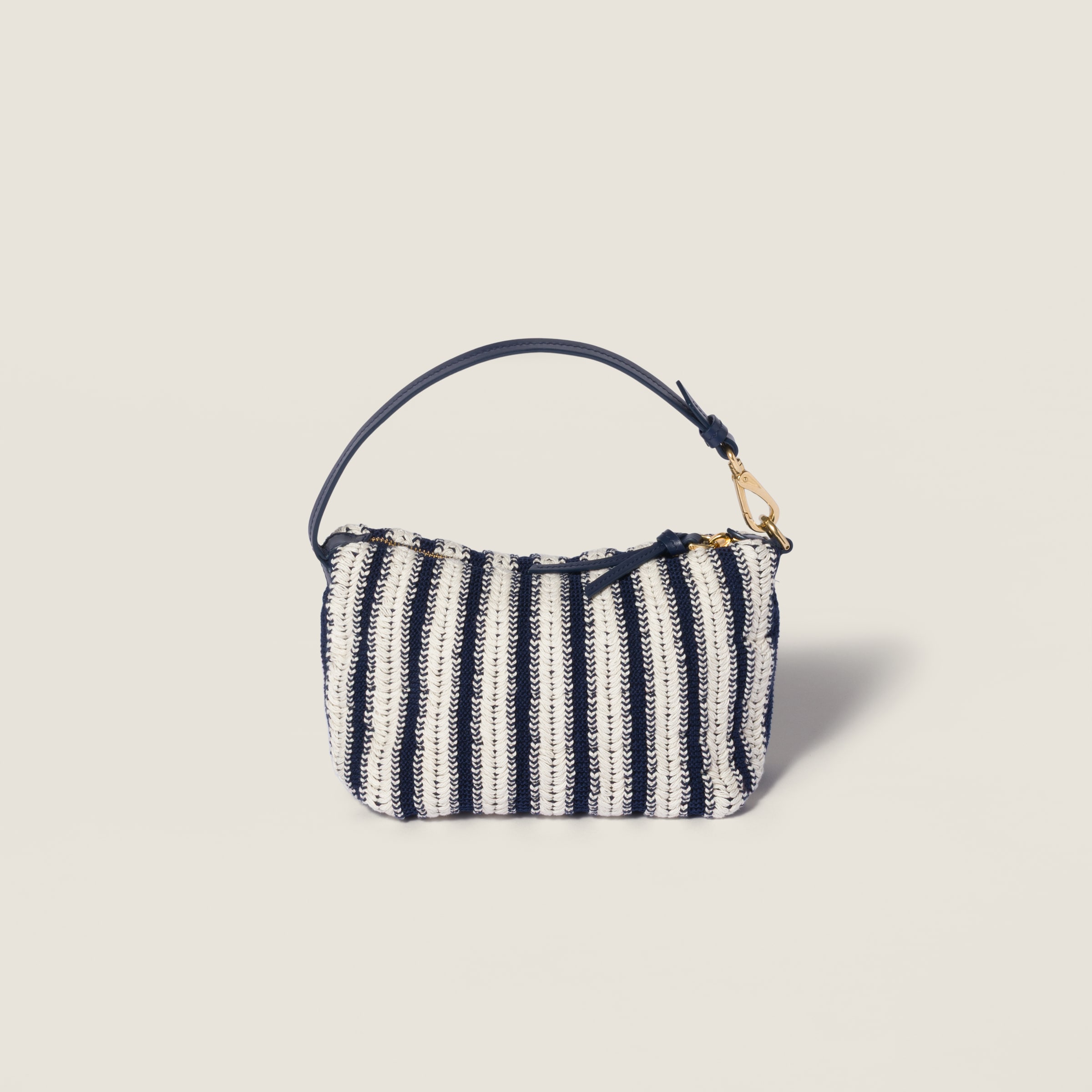 Blue/chalk White Crochet And Leather Pouch | Miu Miu - United States