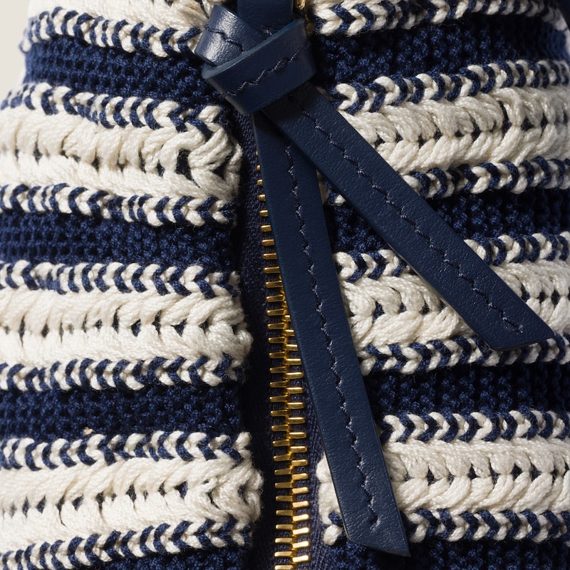 Crochet and leather pouch