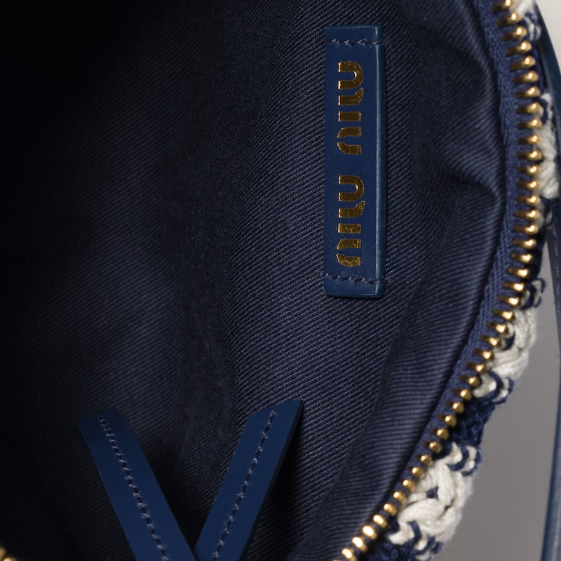 Crochet and leather pouch