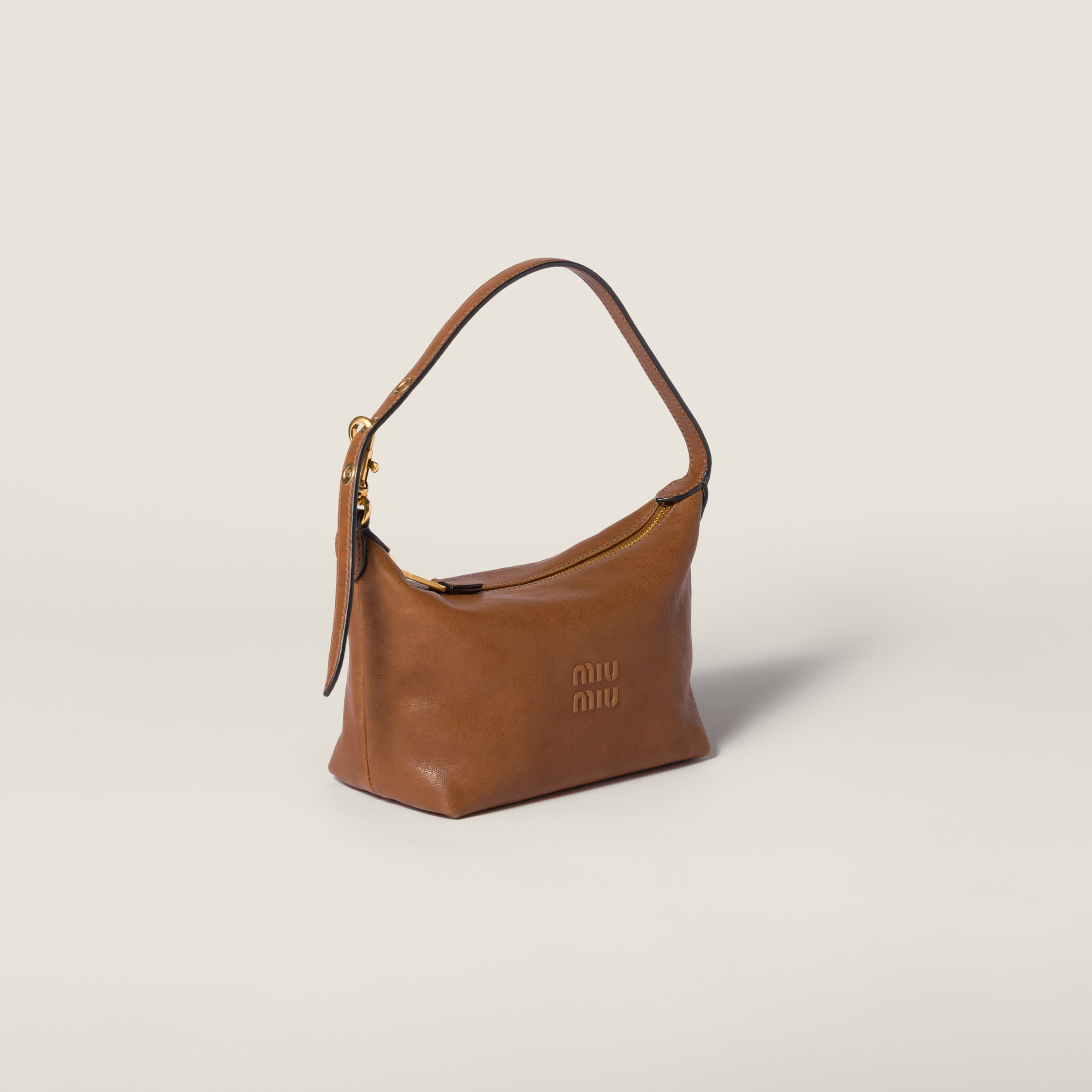 Miu Miu Nappa Leather Pouch In Brown