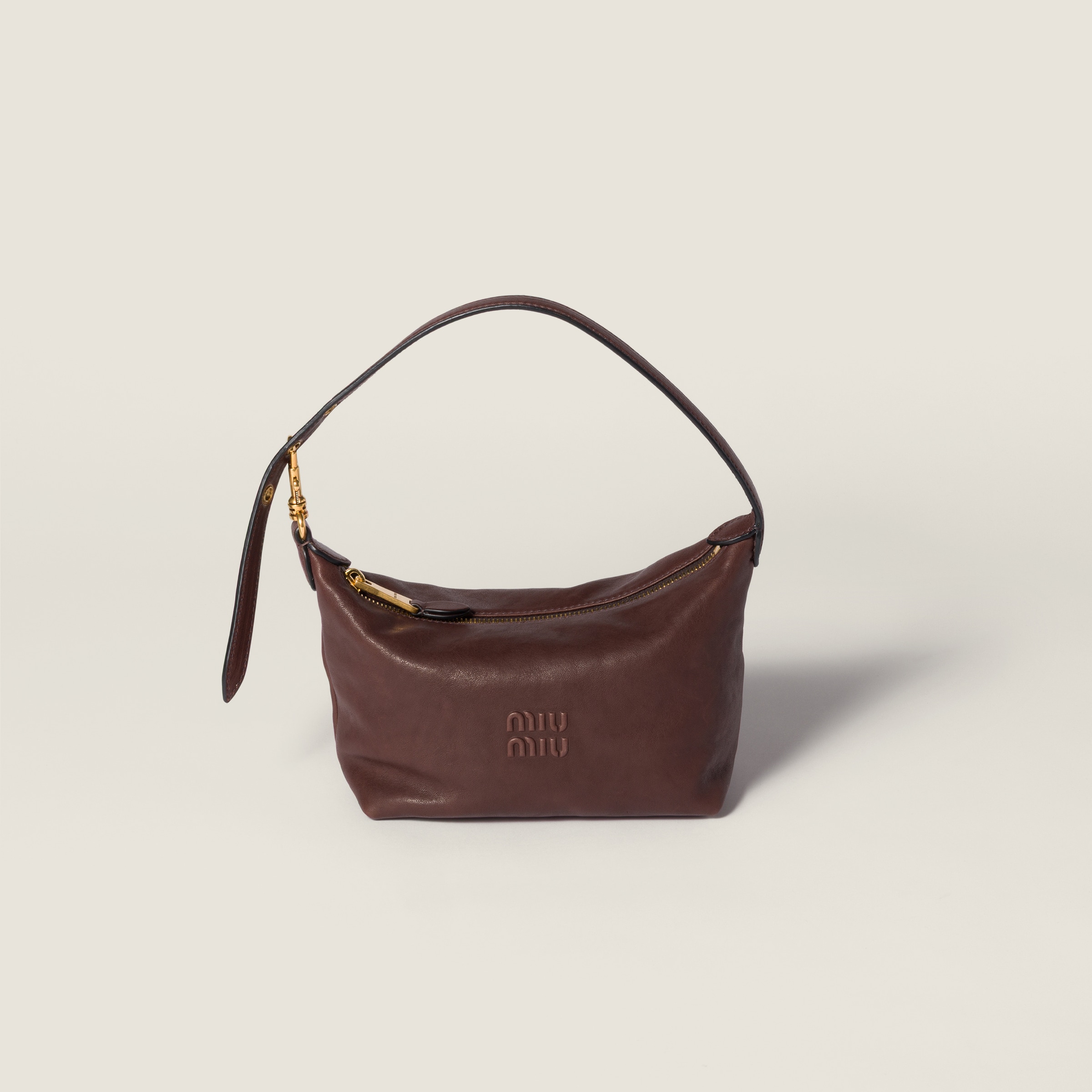Miu Miu Nappa Leather Pouch In Brown