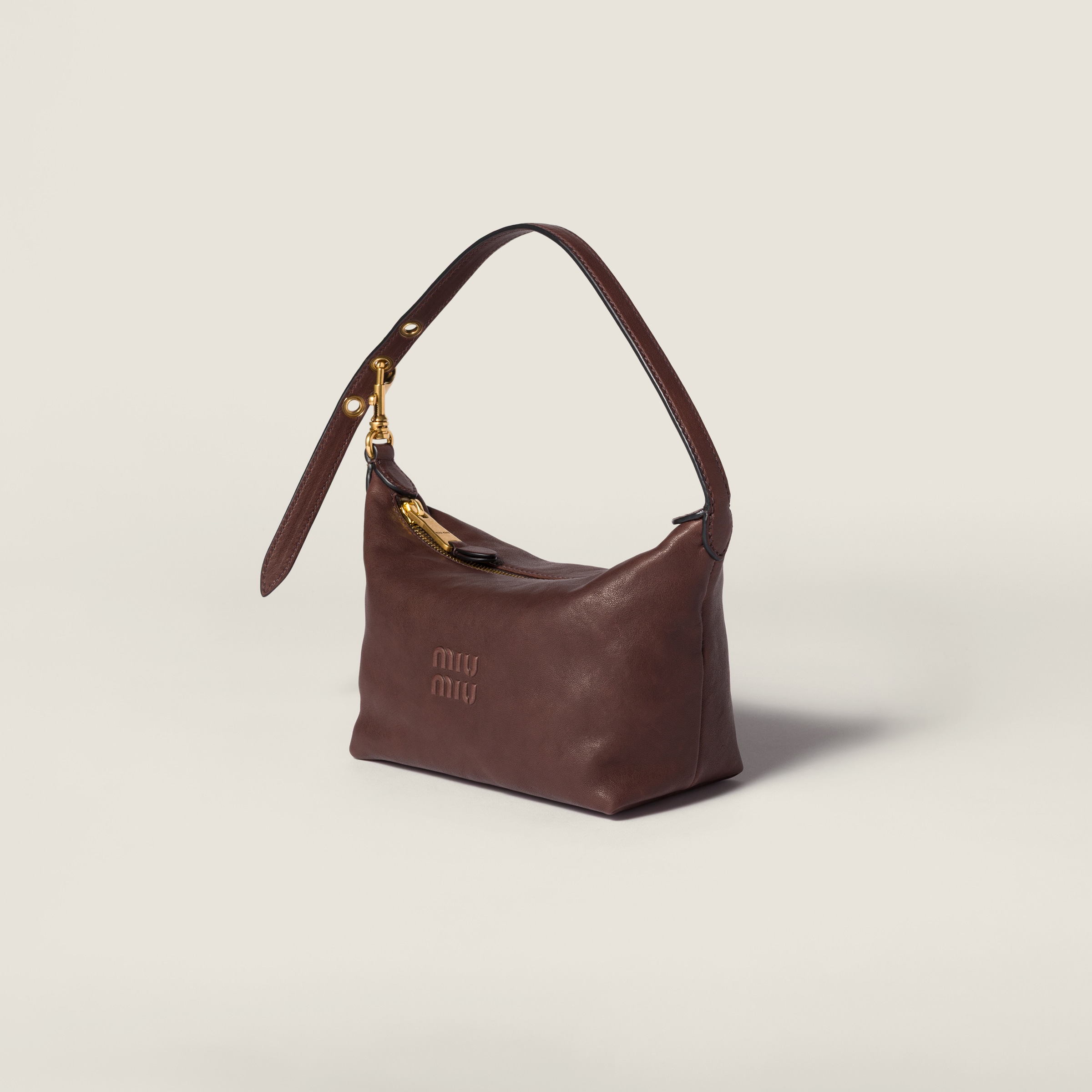 Miu Miu Nappa Leather Pouch In Brown