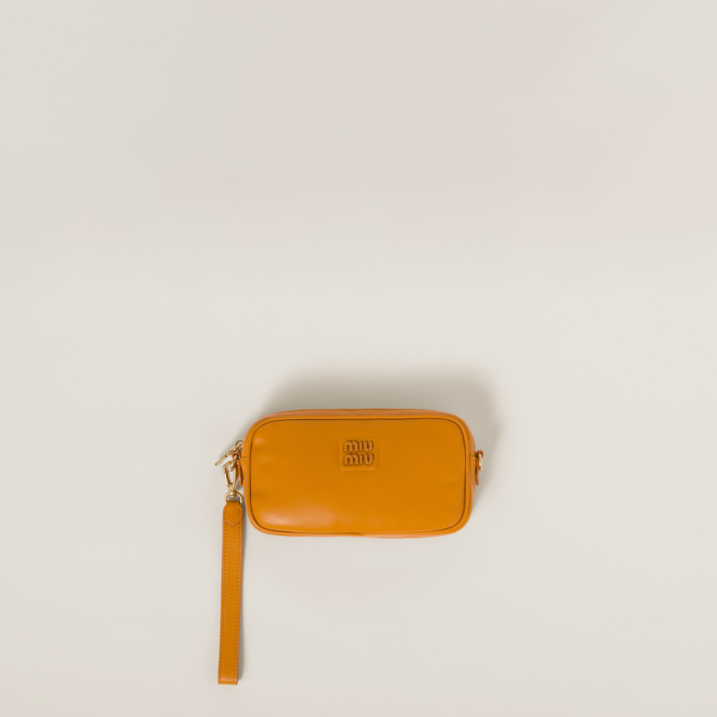 Miumiu Leather Pouch In Yellow