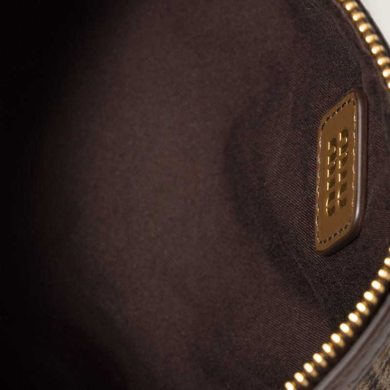 Houndstooth wool and leather pouch