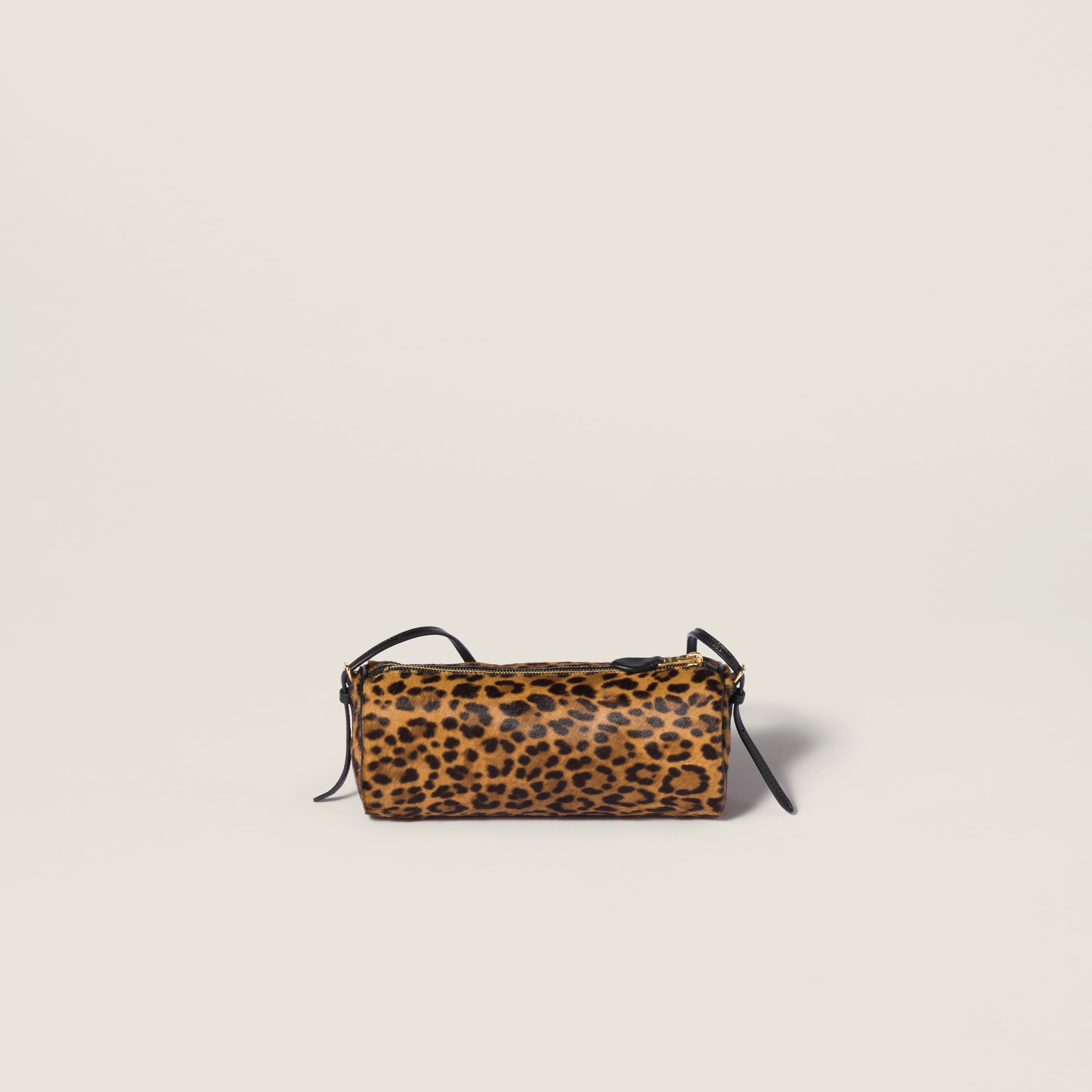 Miu Miu Printed Leather Pouch In Brown