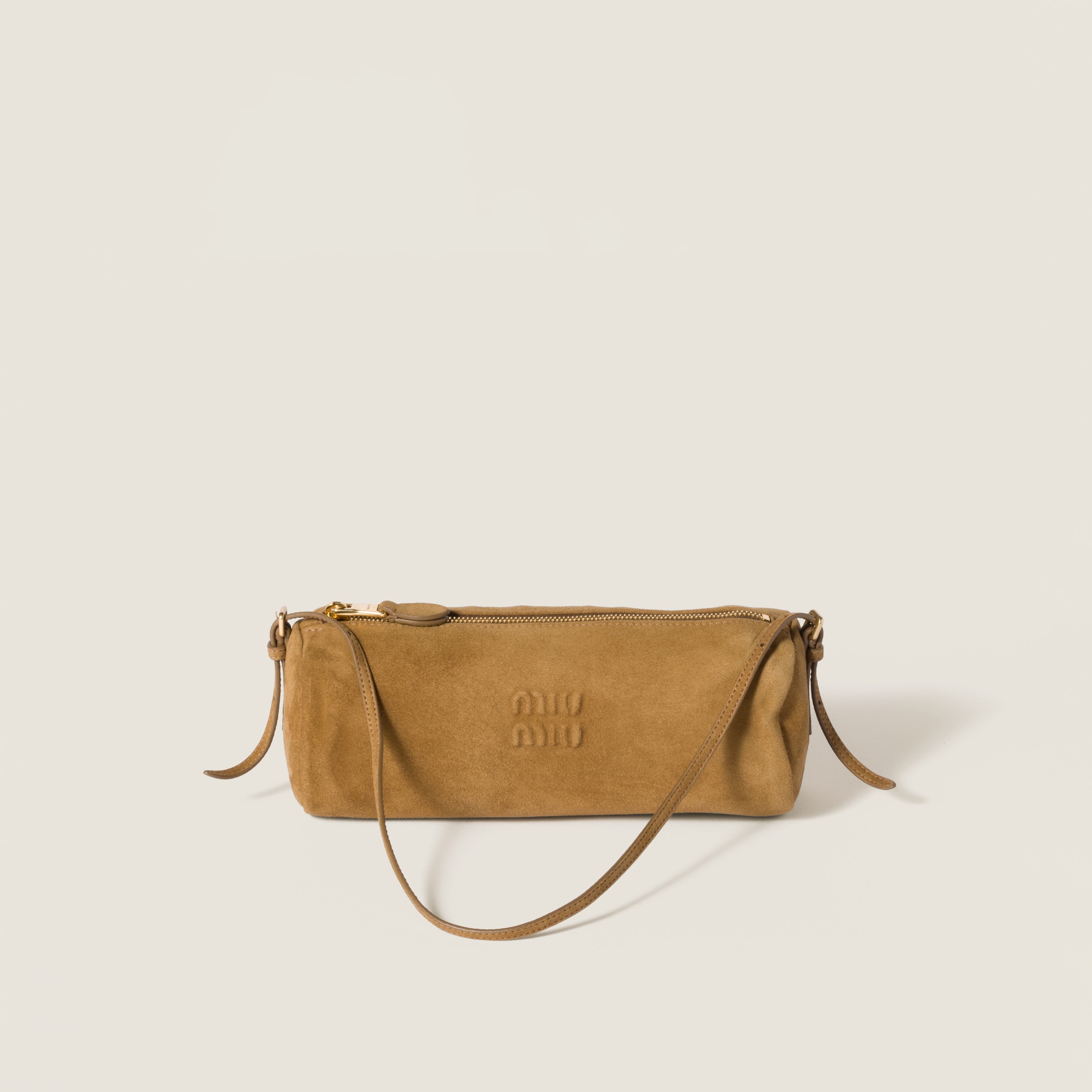 Miu Miu Suede Pouch In Olive Green