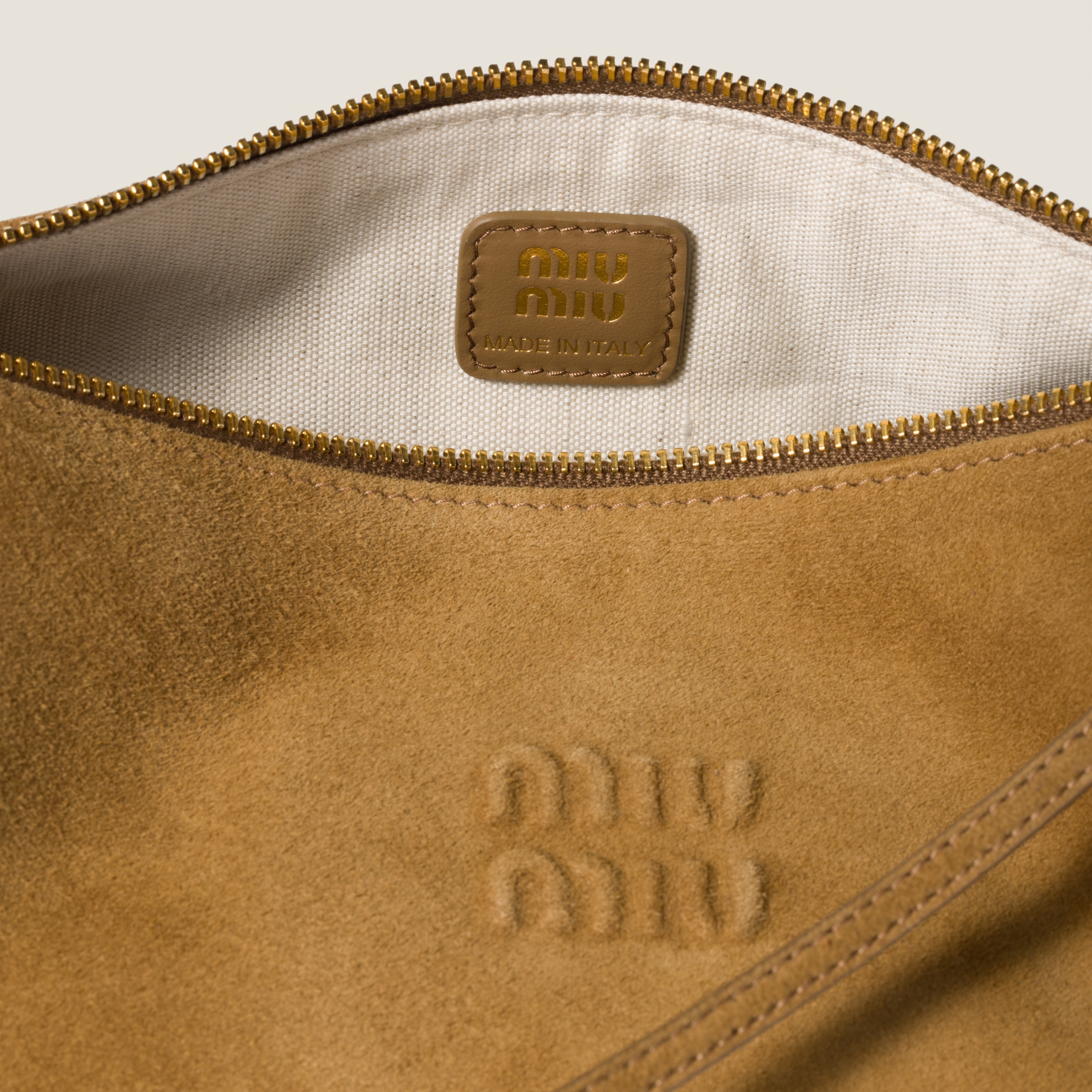 Miu Miu Suede Pouch In Olive Green