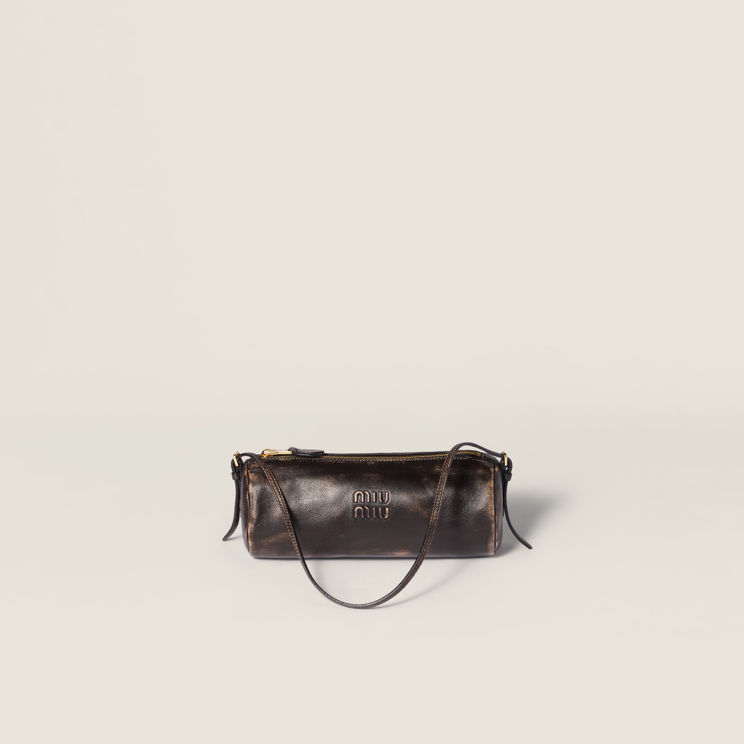 ダークブラウン ナッパレザー ポーチ | Miu Miu