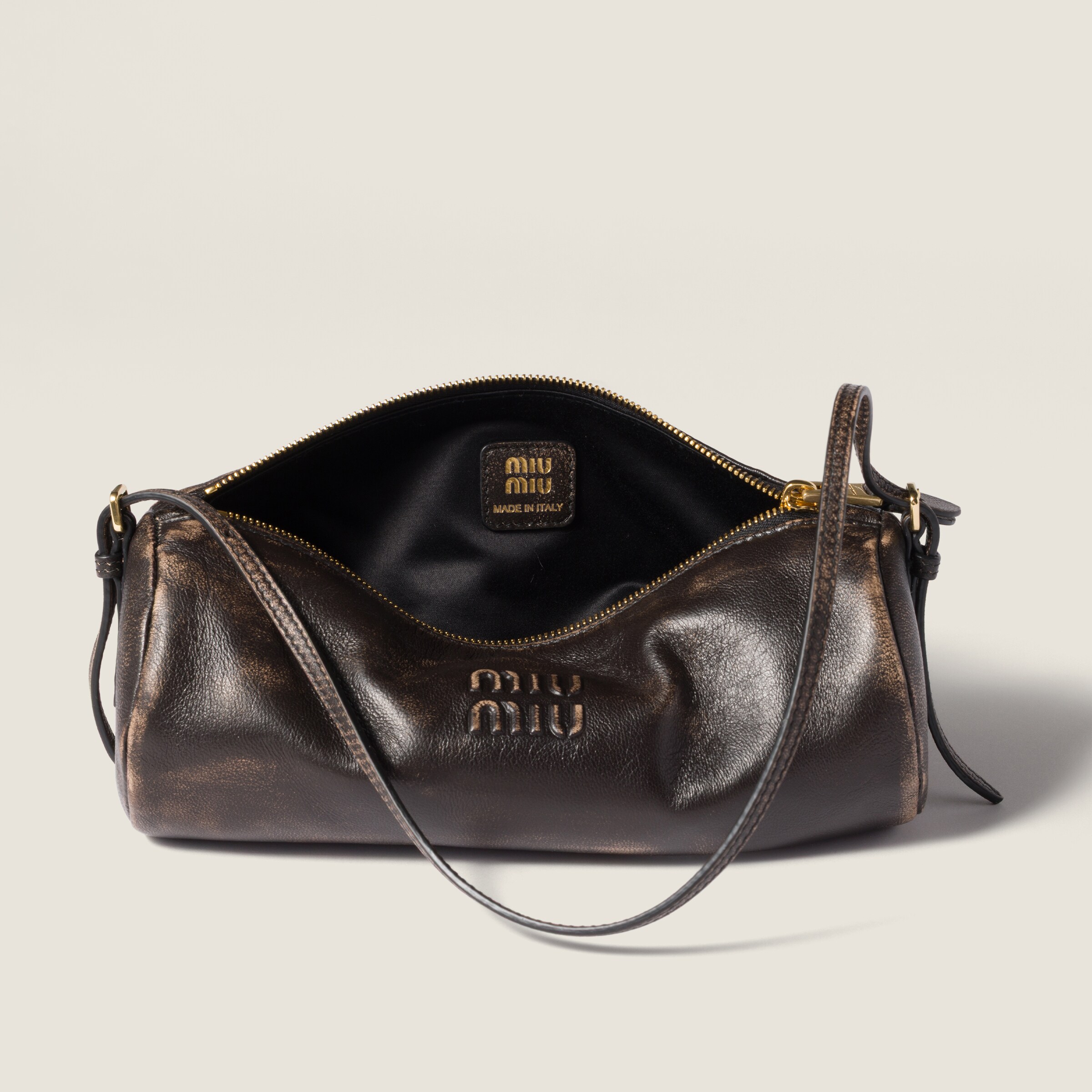コーヒー ナッパレザー ポーチ | Miu Miu - 日本