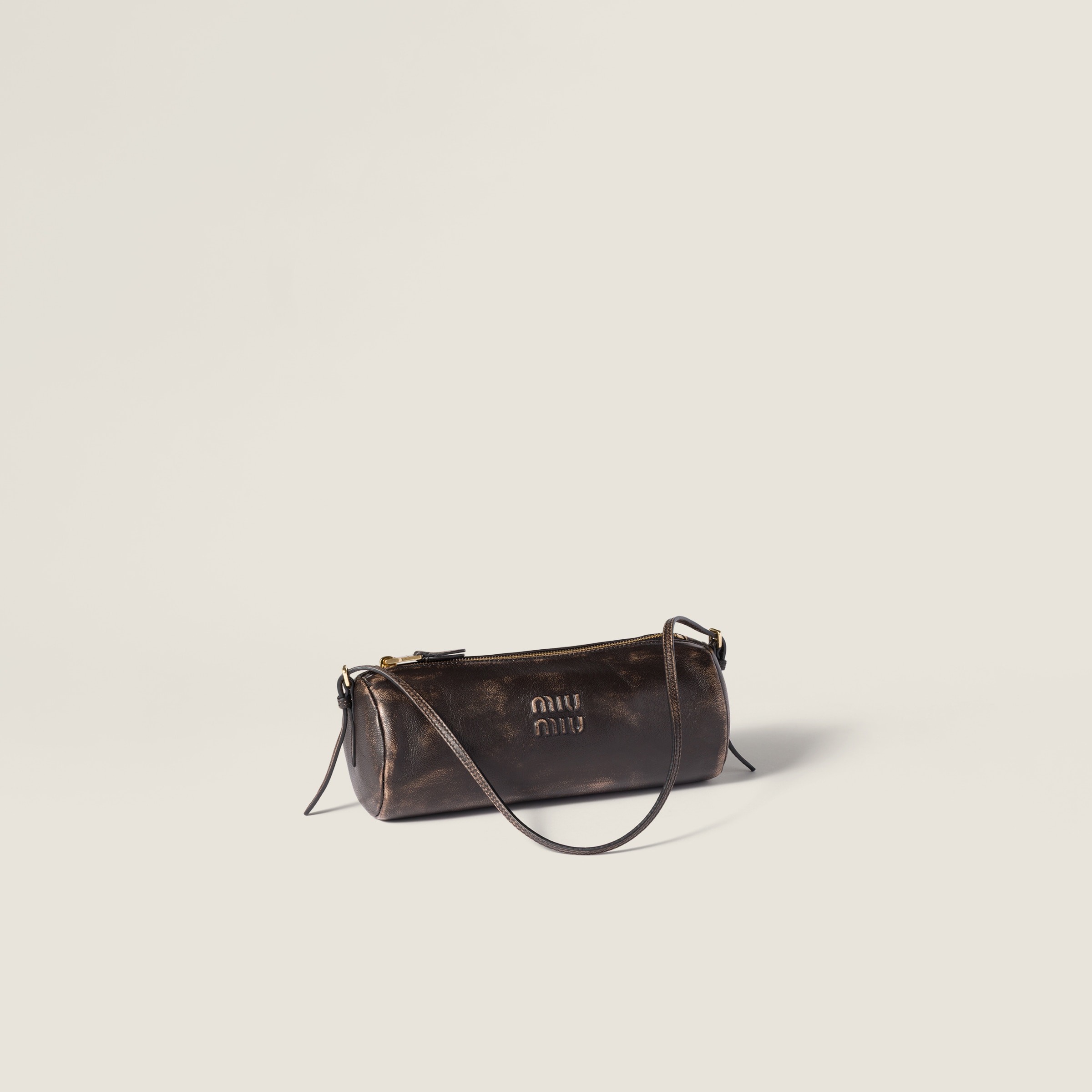 ダークブラウン ナッパレザー ポーチ | Miu Miu