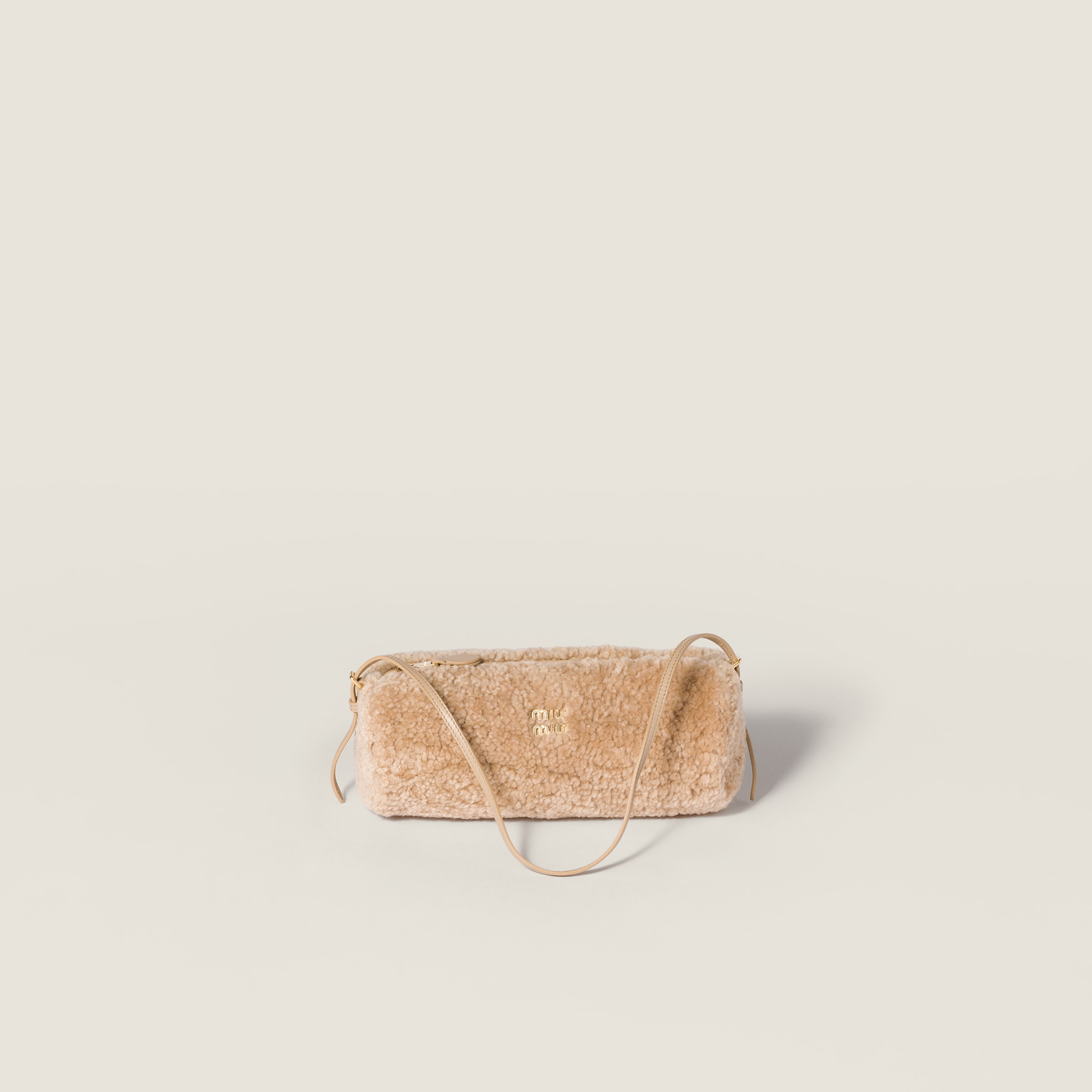 Sand Beige Shearling Pouch | Miu Miu
