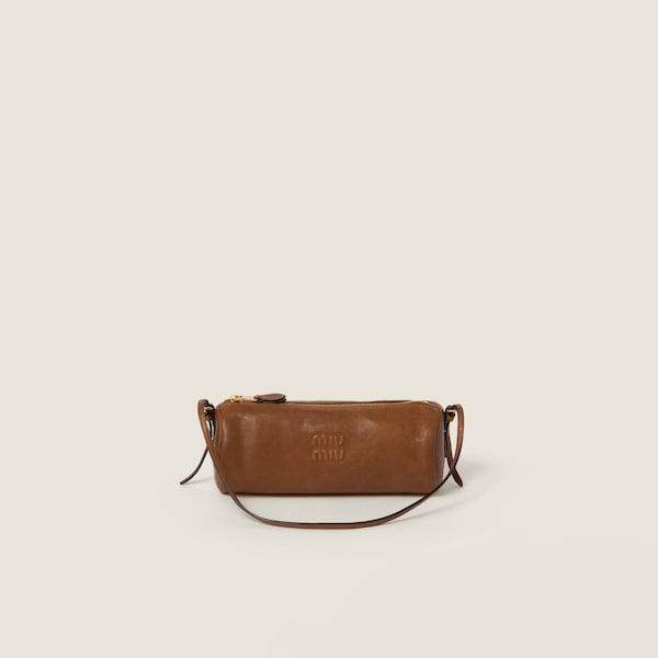 MIUMIU 26S POUCH BAG 20 IN TAN BROWN CALFSKIN GOLD HARDWARE