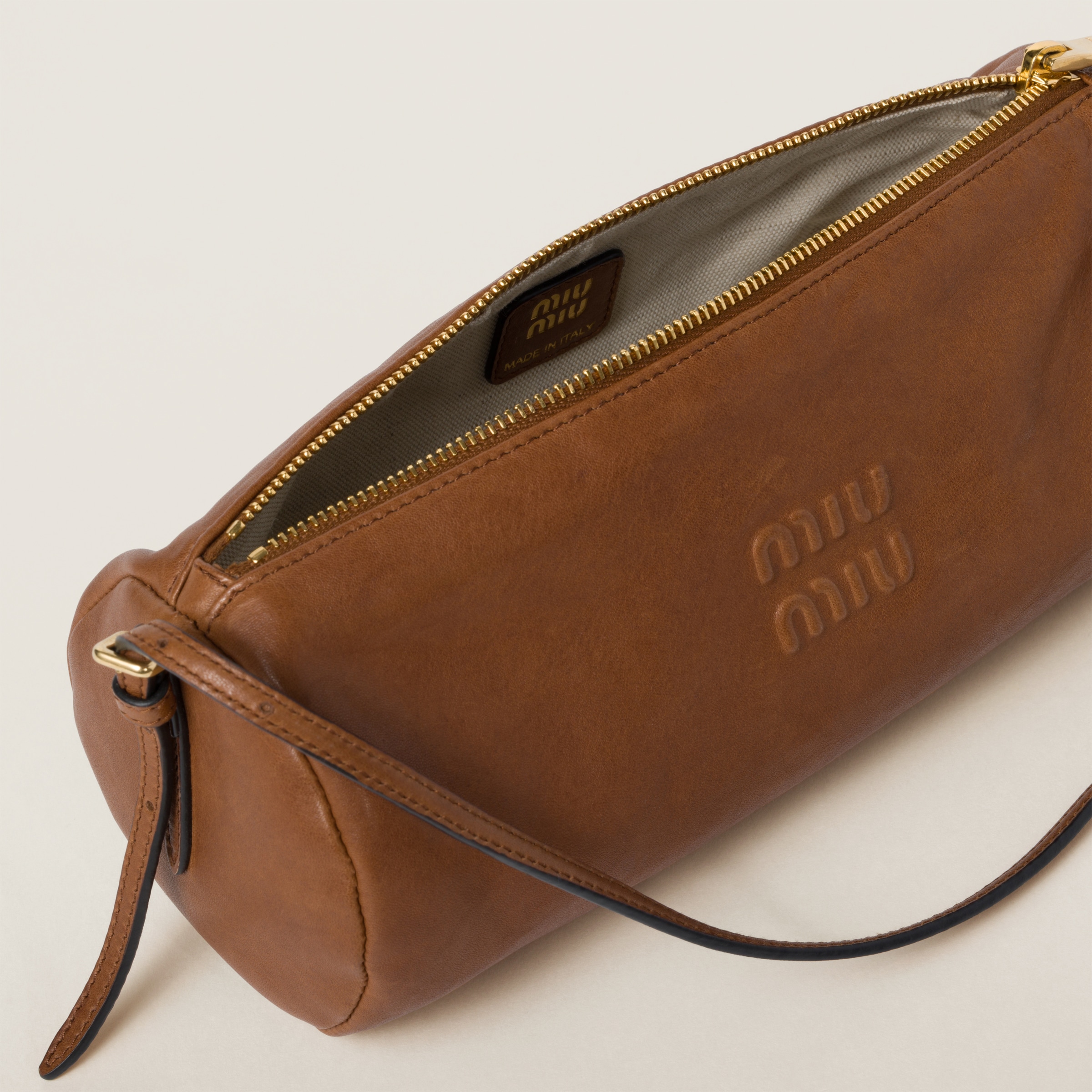 ブラウン ナッパレザー ポーチ | Miu Miu