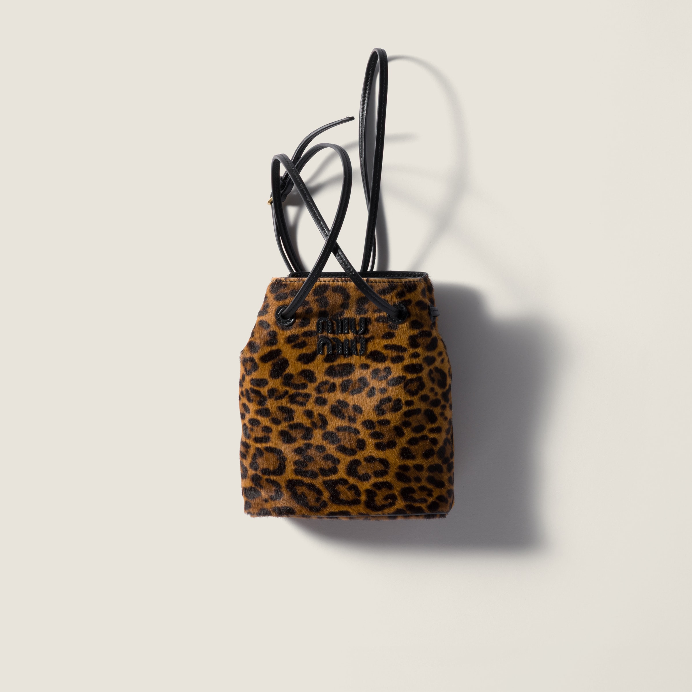 Miu Miu Calf Hair Pouch In Brown