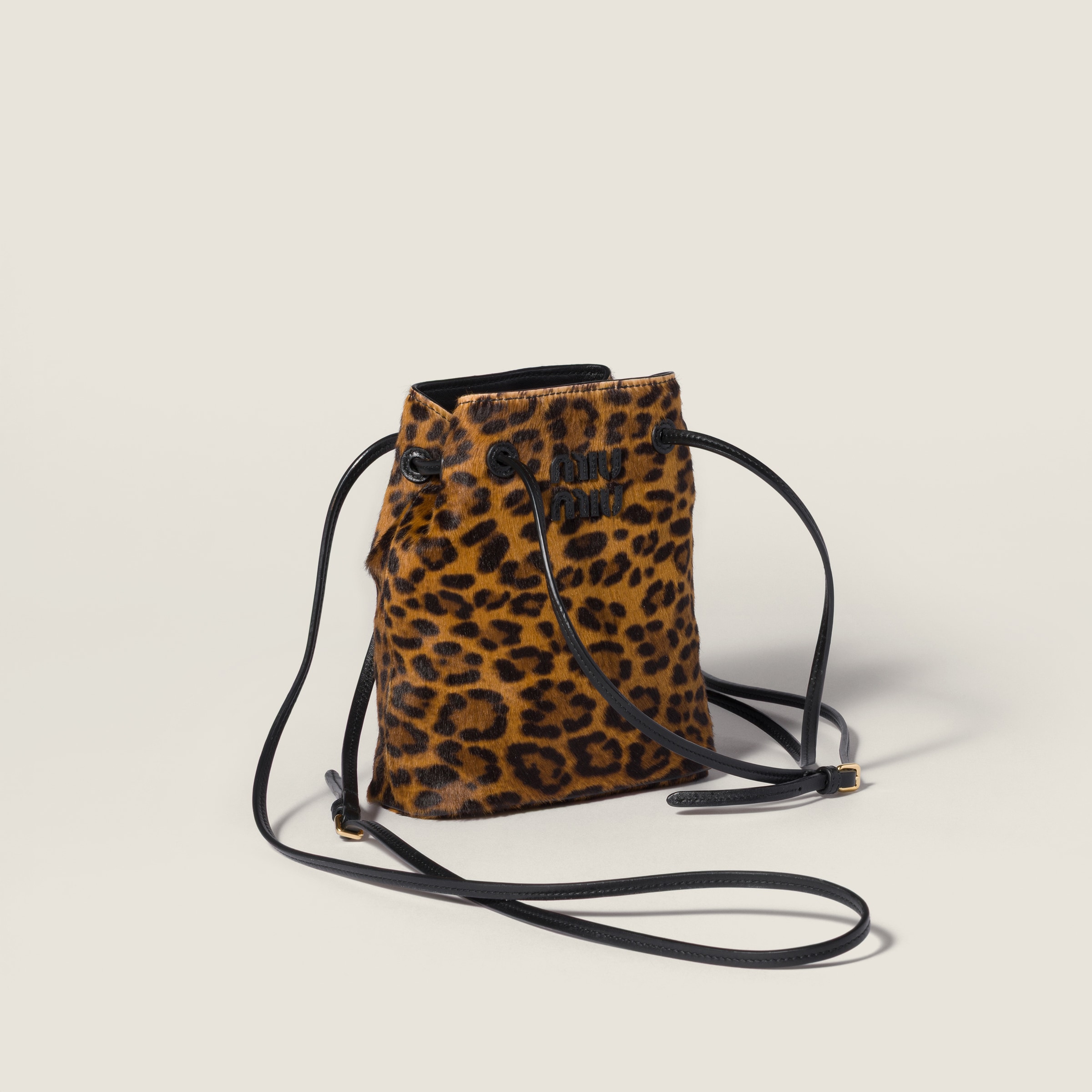 Miu Miu Calf Hair Pouch In Brown