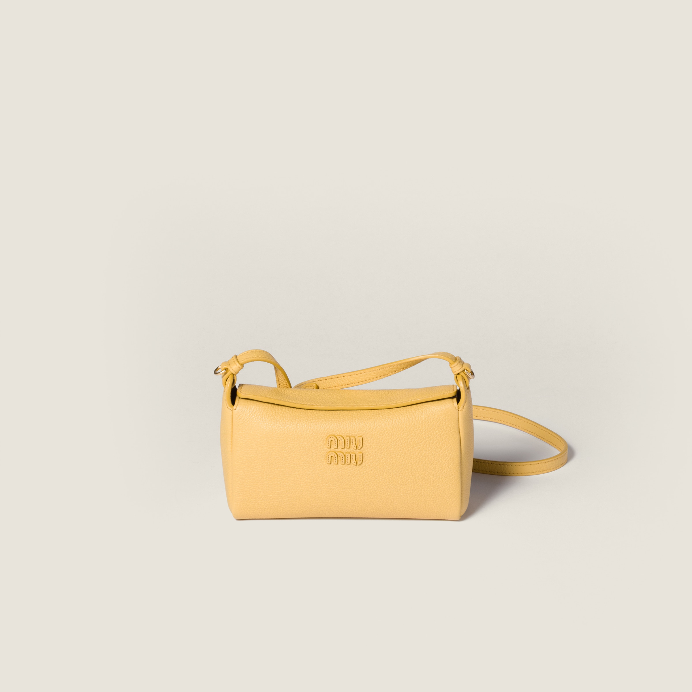 ジニスタイエロー/オリーブグリーン レザー ポーチ | Miu Miu