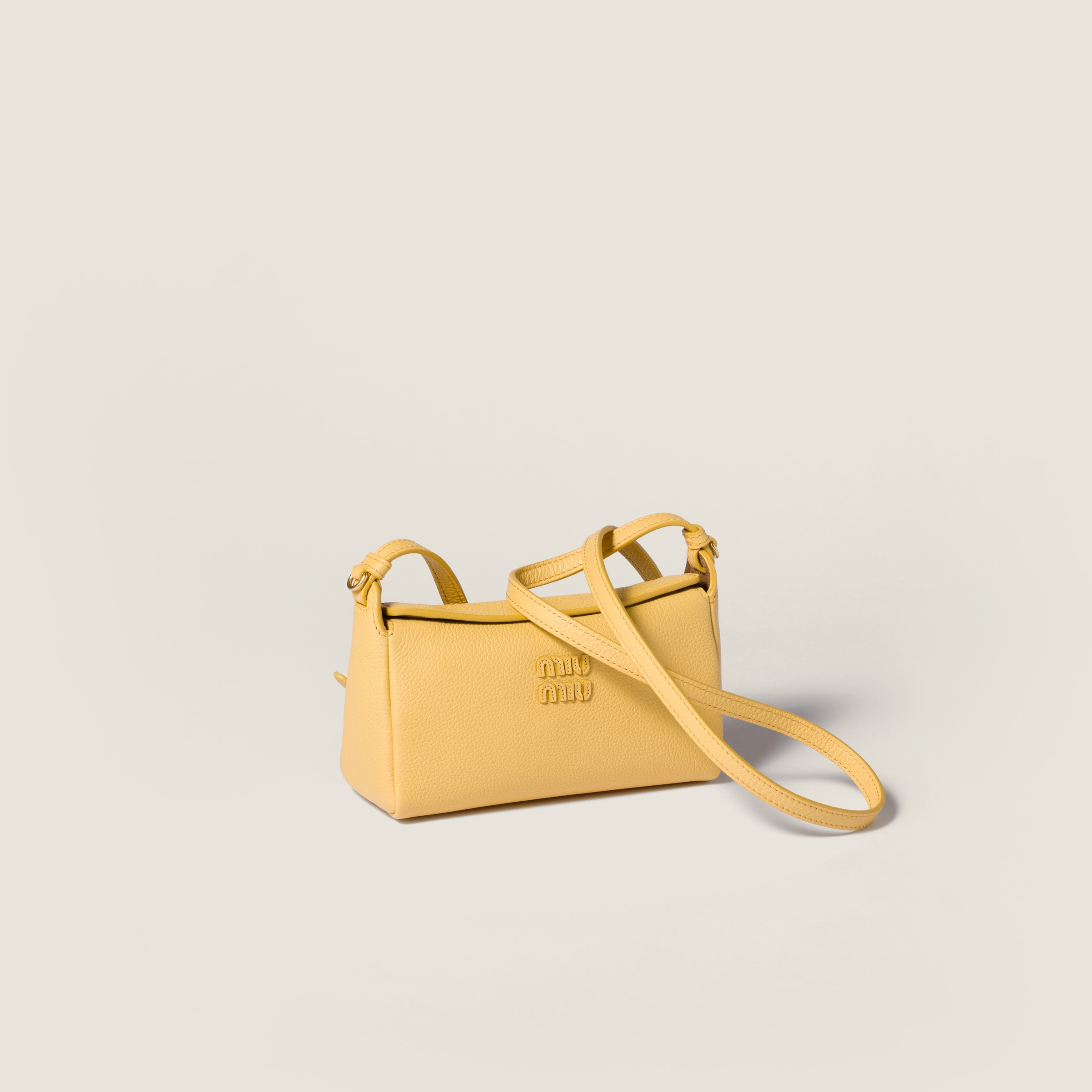 ジニスタイエロー/オリーブグリーン レザー ポーチ | Miu Miu