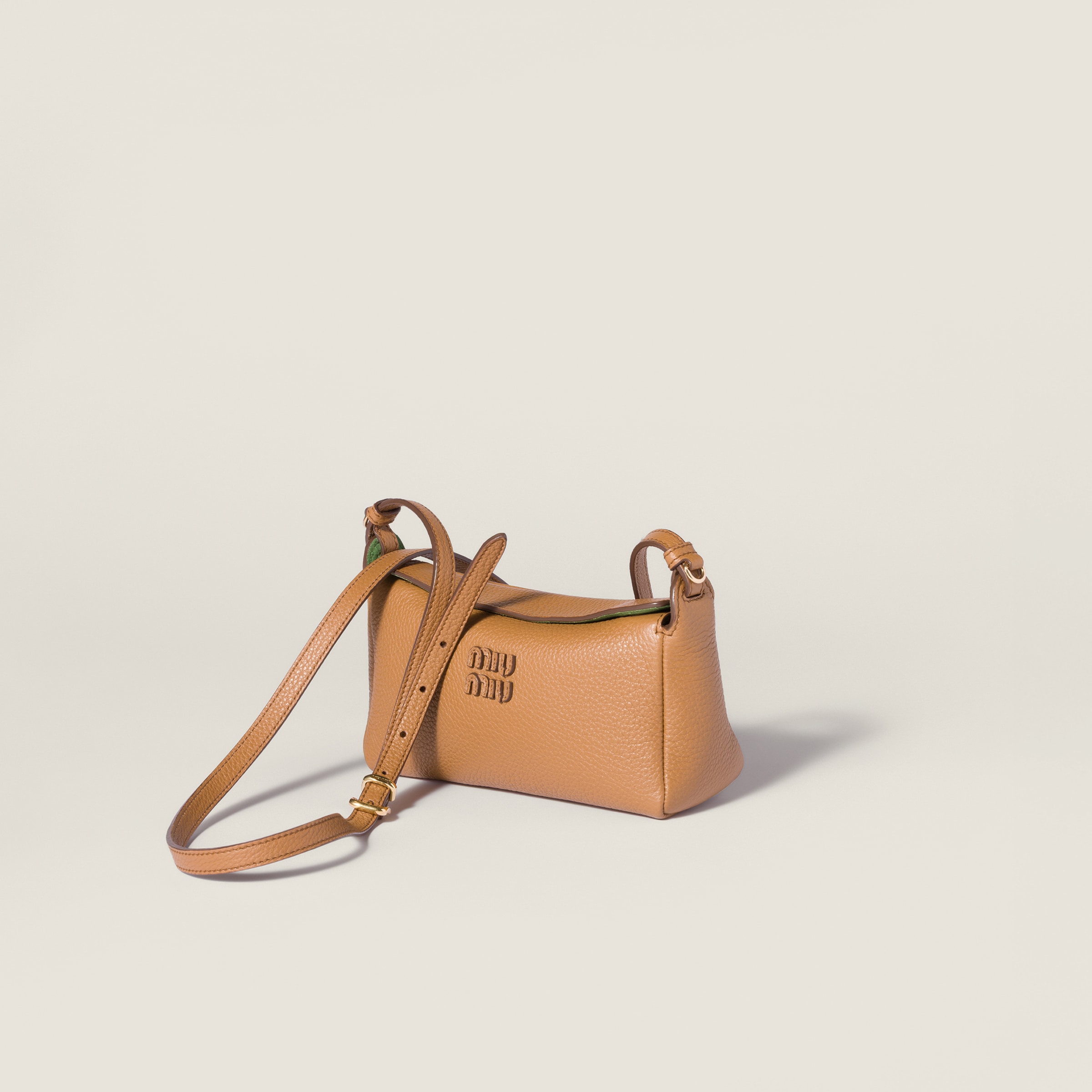 Caramel/larch Green Leather Pouch | Miu Miu