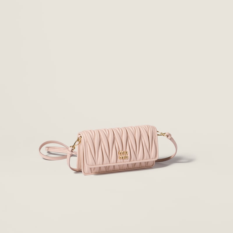 Matelassé nappa leather pouch