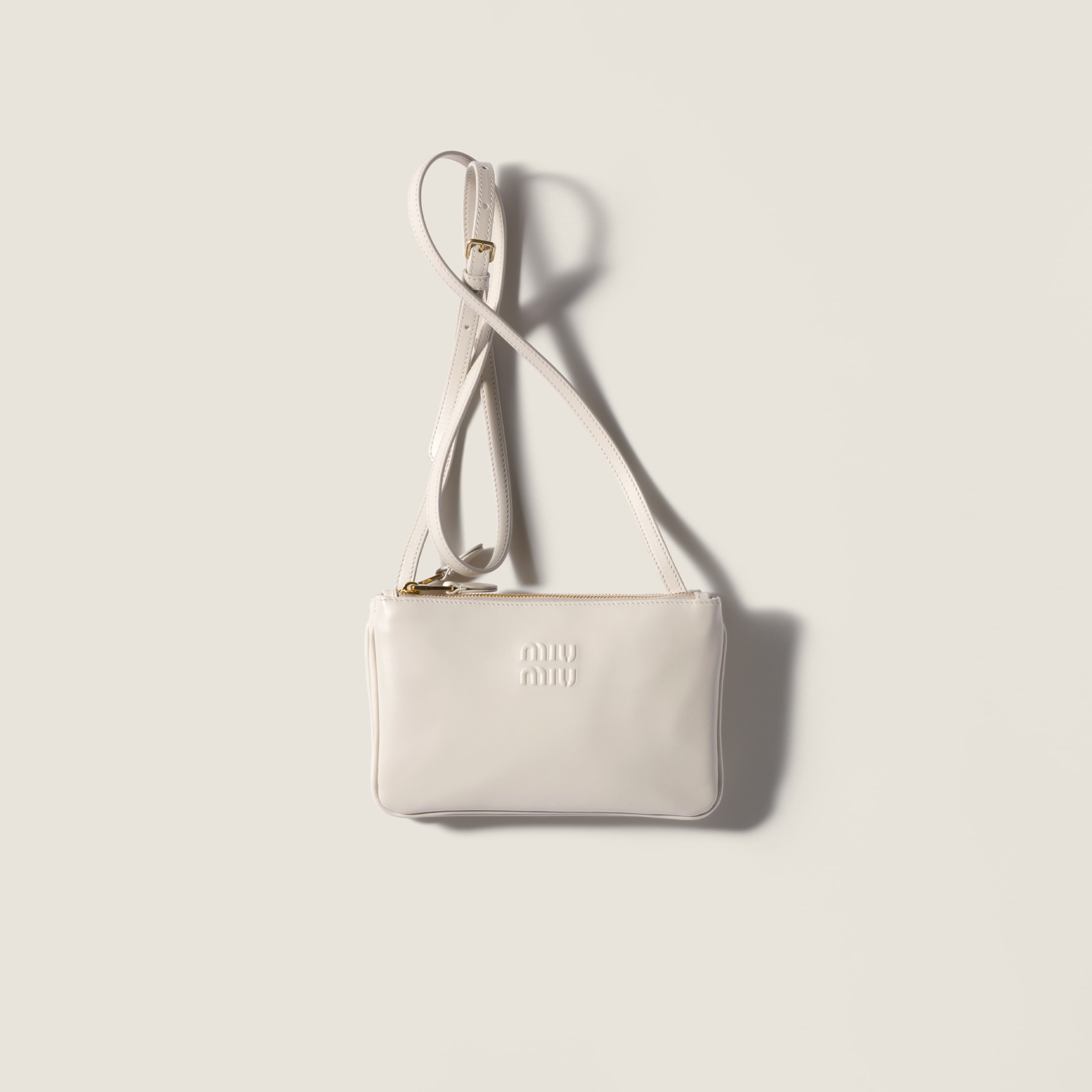 Coffee Brown/green Leather Pouch | Miu Miu - United States