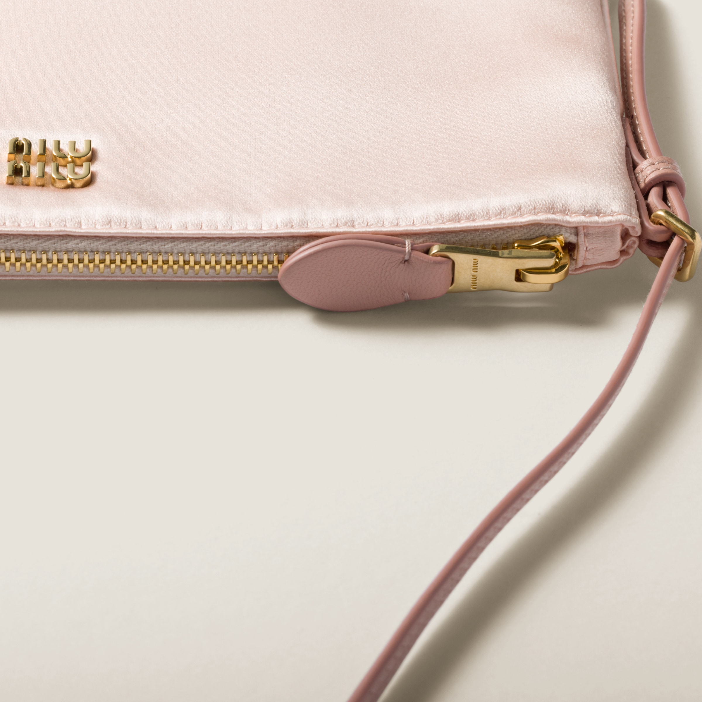 Miu Miu｜ (5NI007 049 F0615) Orchid Pink Satin Mini Pouch | Miu Miu