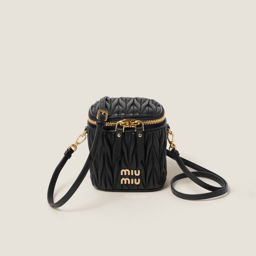 Black Matelasse Nappa Leather Micro Bag Miu Miu