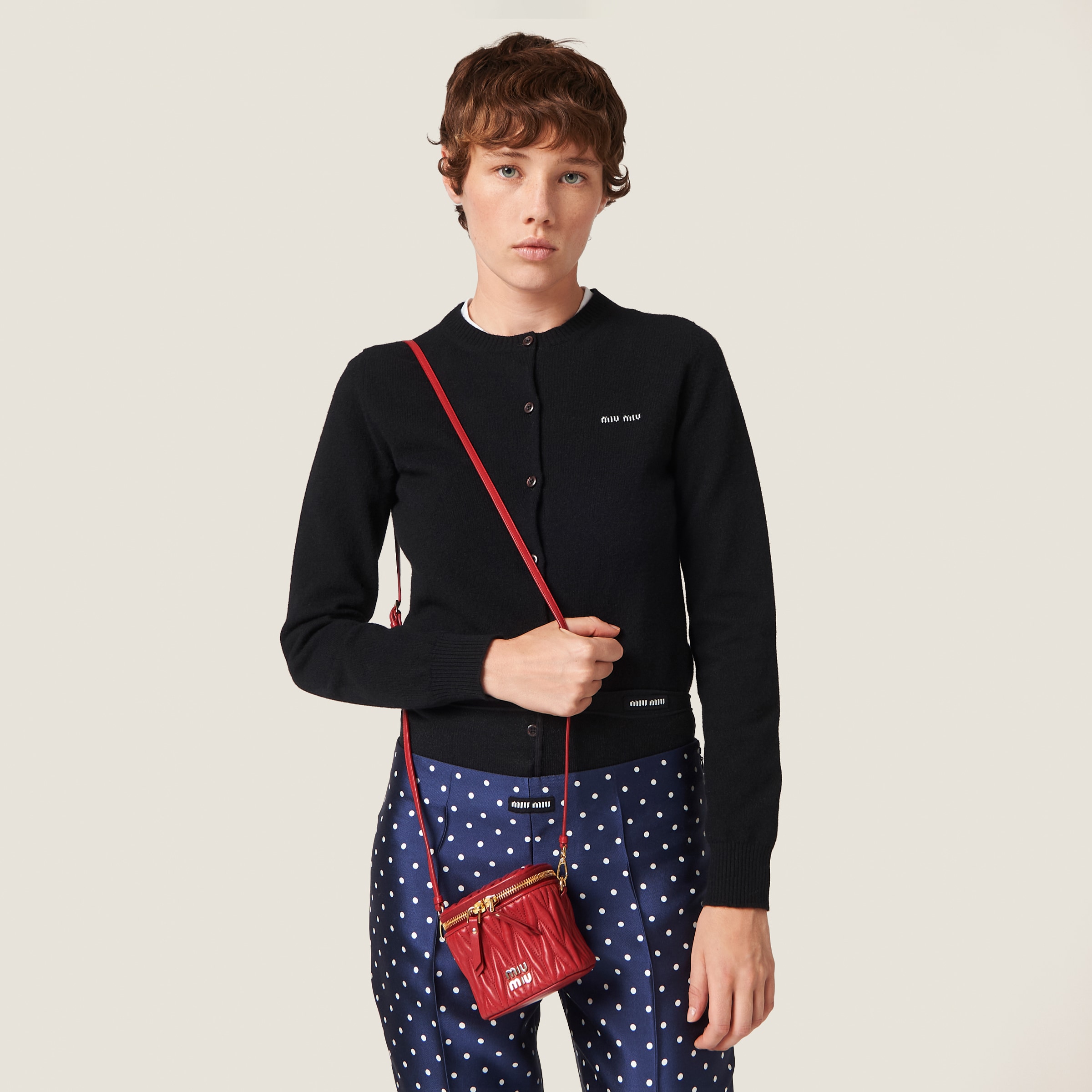 Red Matelass Nappa Leather Micro Bag Miu Miu