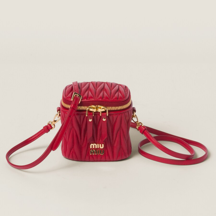 Red Matelasse Nappa Leather Micro Bag Miu Miu