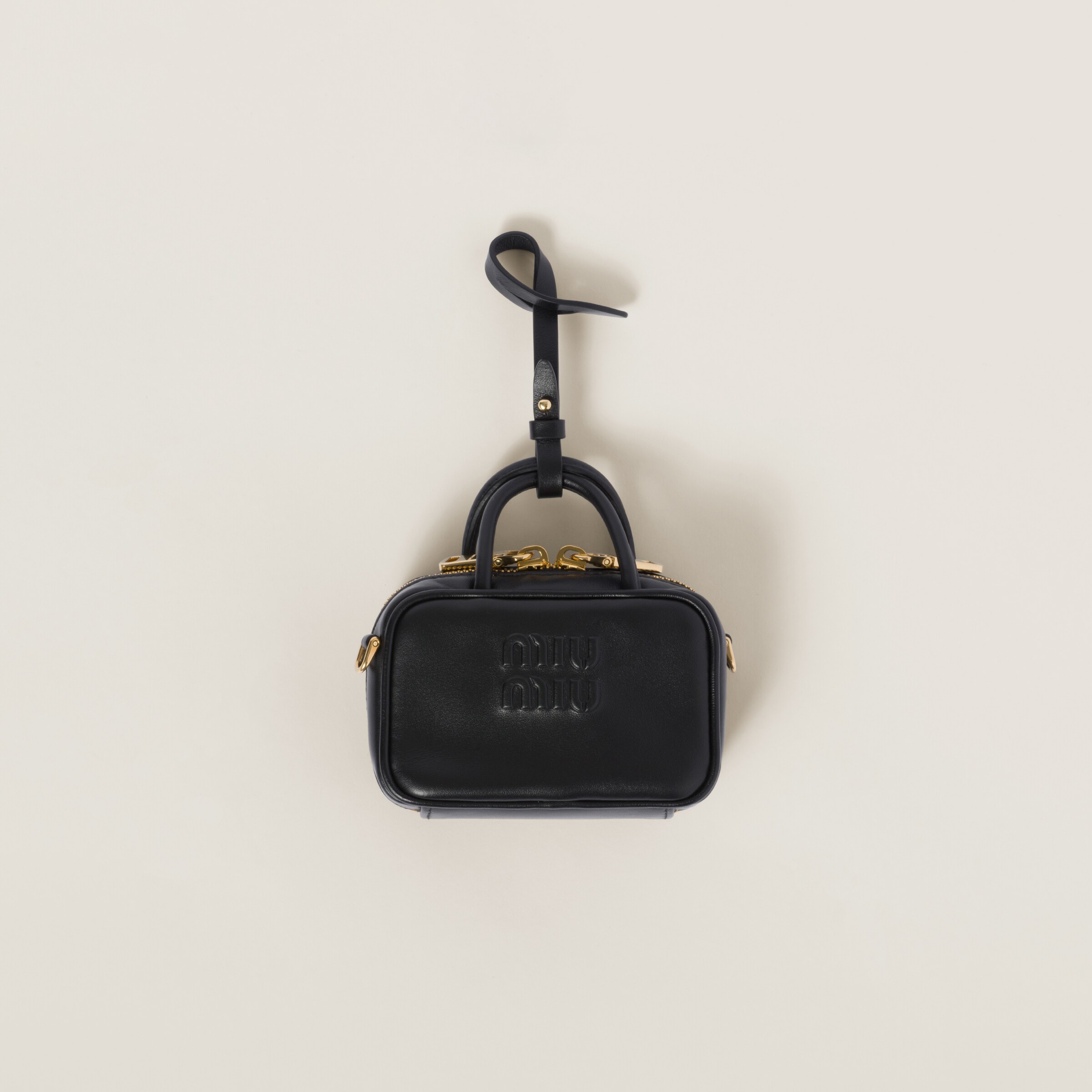 Miumiu Leather Micro Bag In Black