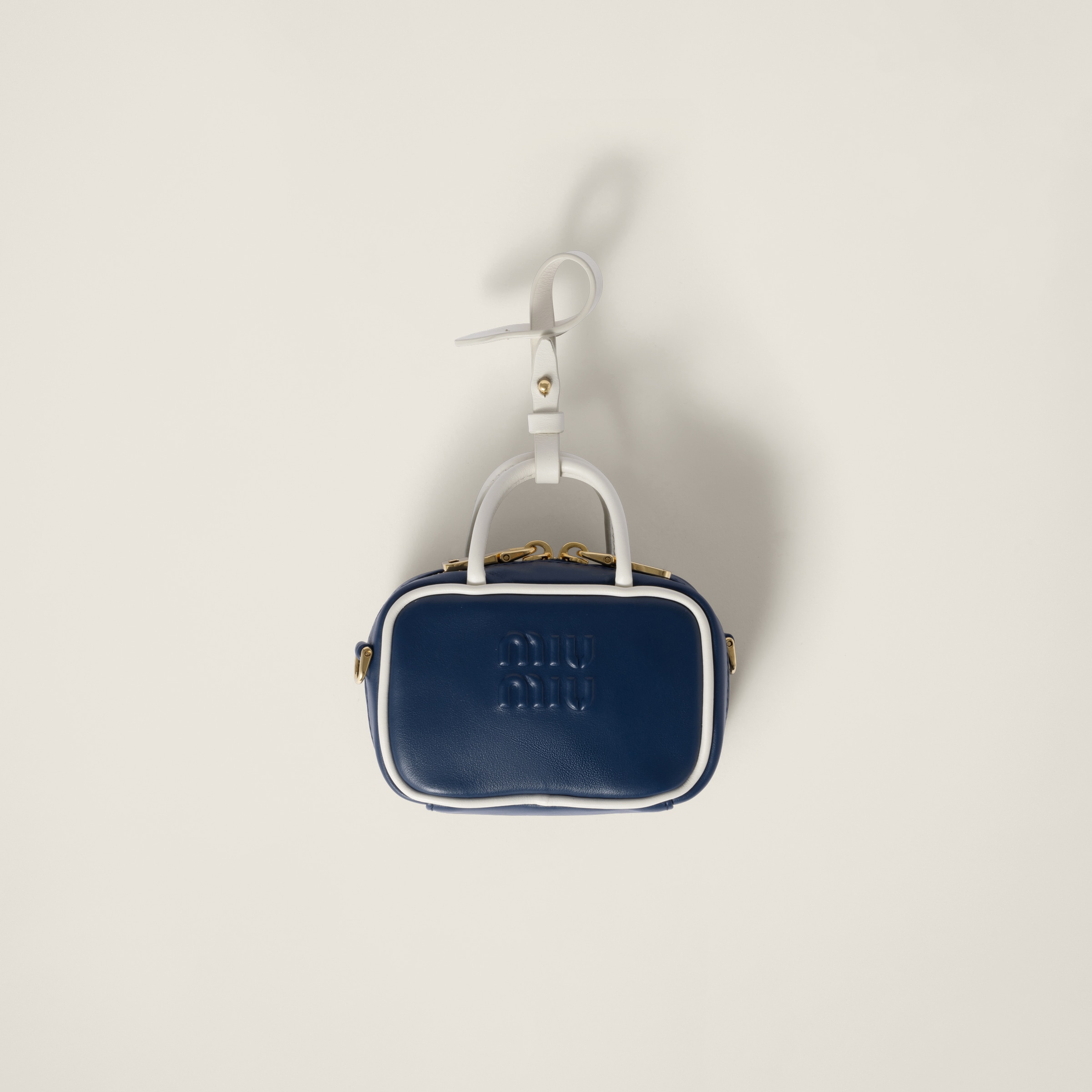 Bright Blue/white Beau Leather Micro-bag | Miu Miu Bright Blue/white Beau Leather Micro-bag | Miu Miu