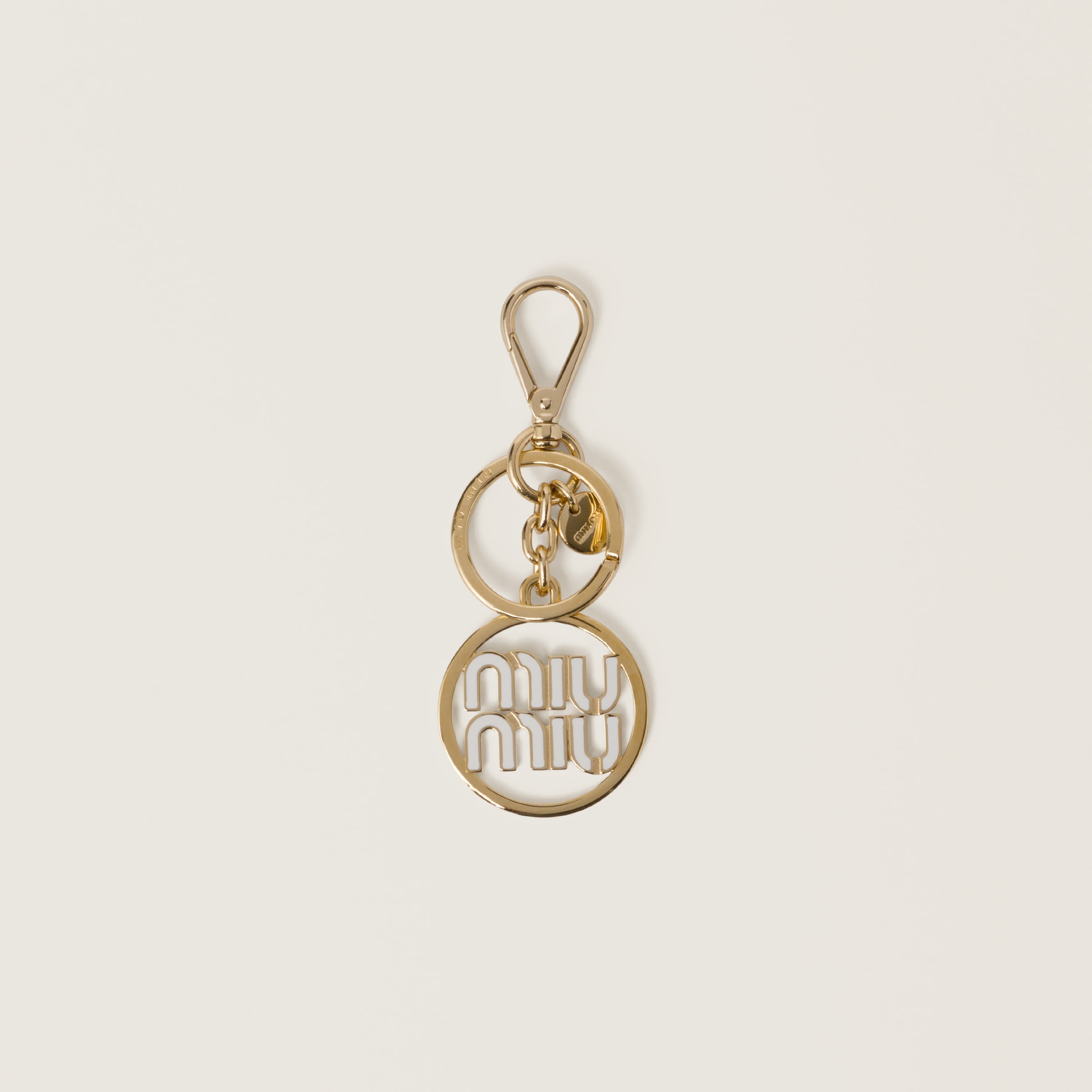 MIU MIU キーホルダー ゴールド ホワイト レディース