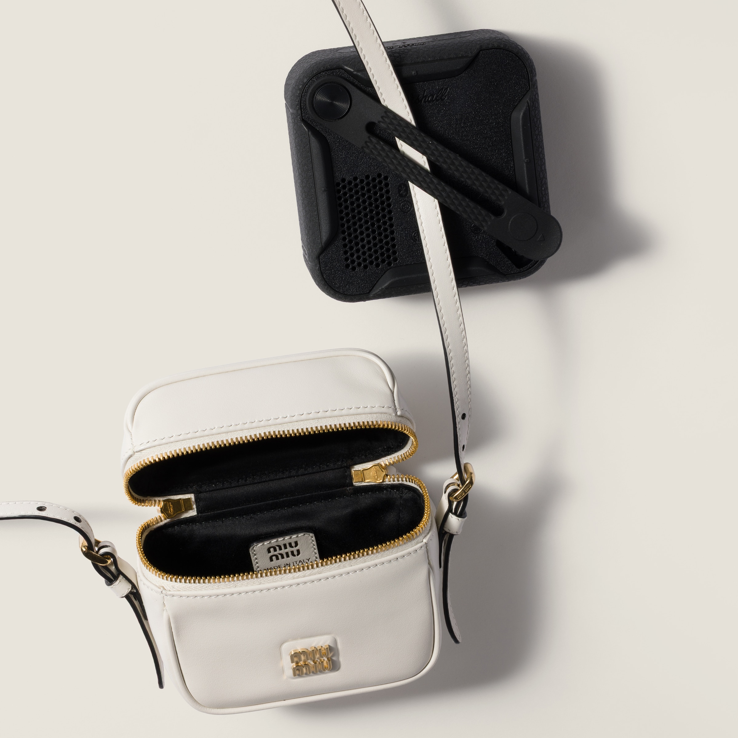 White Marshall X Miu Miu Speaker With Leather Case | Miu Miu