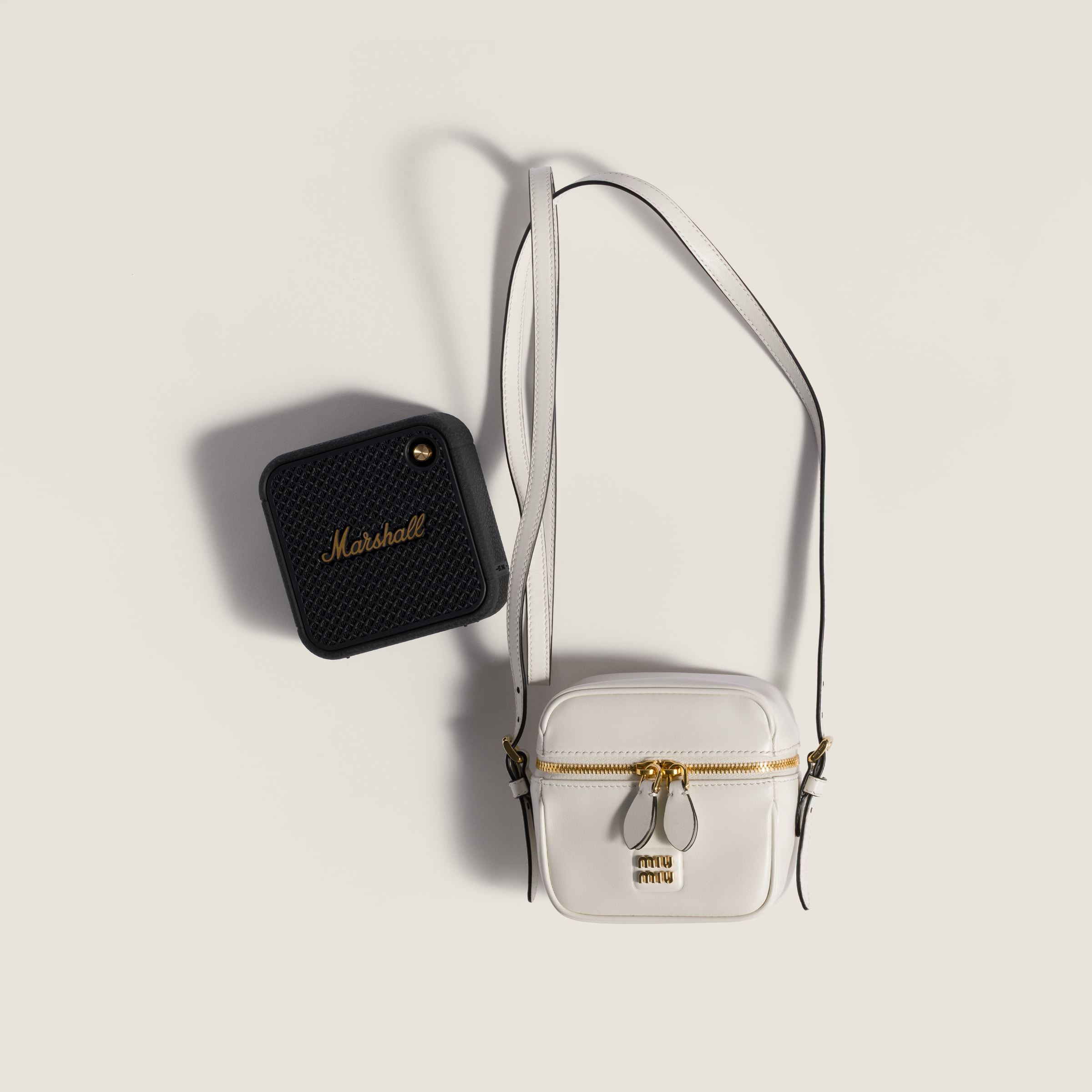 White Marshall X Miu Miu Speaker With Leather Case | Miu Miu
