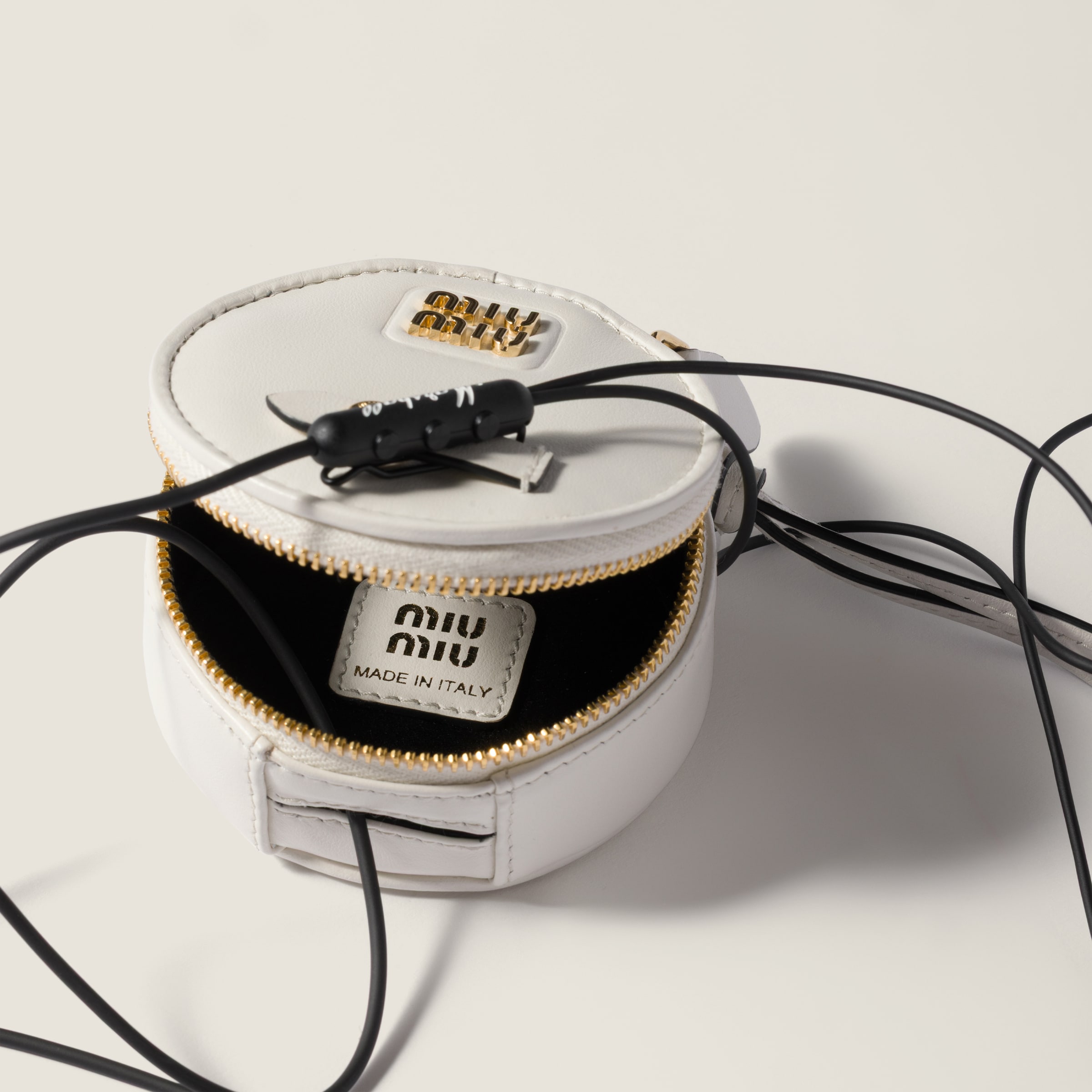 White Marshall X Miu Miu Earphones With Leather Case | Miu Miu - Japan