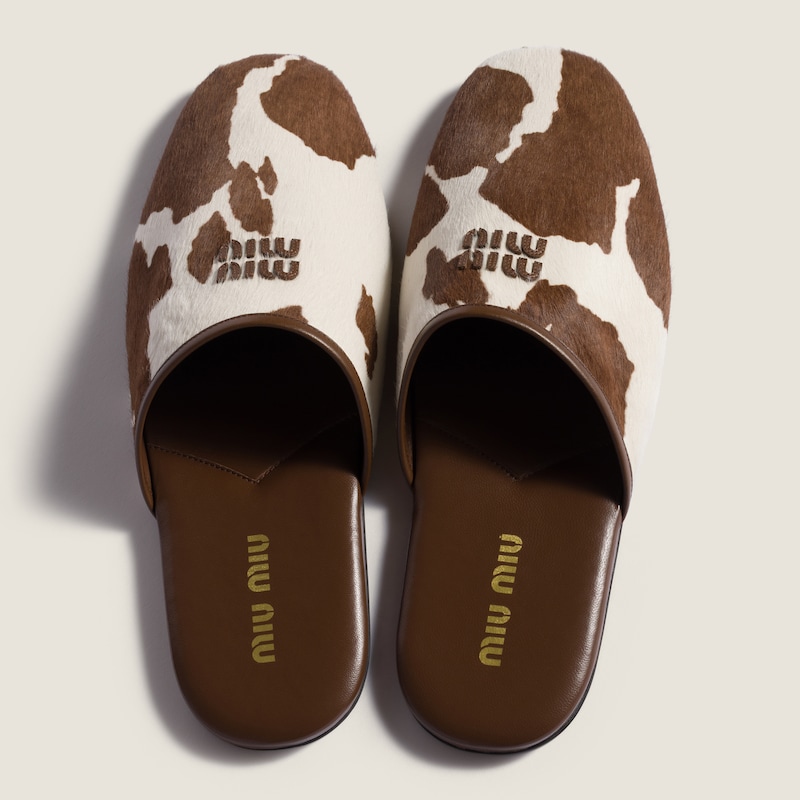 Calf hair slippers