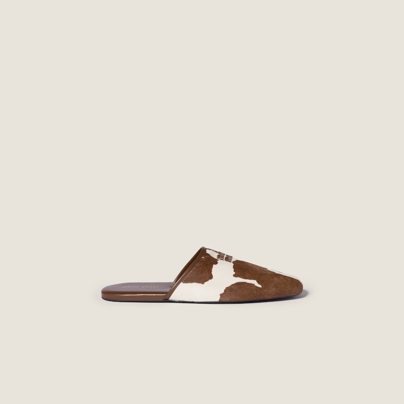 Calf hair slippers