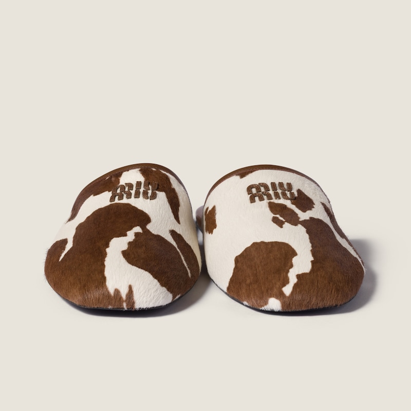 Calf hair slippers