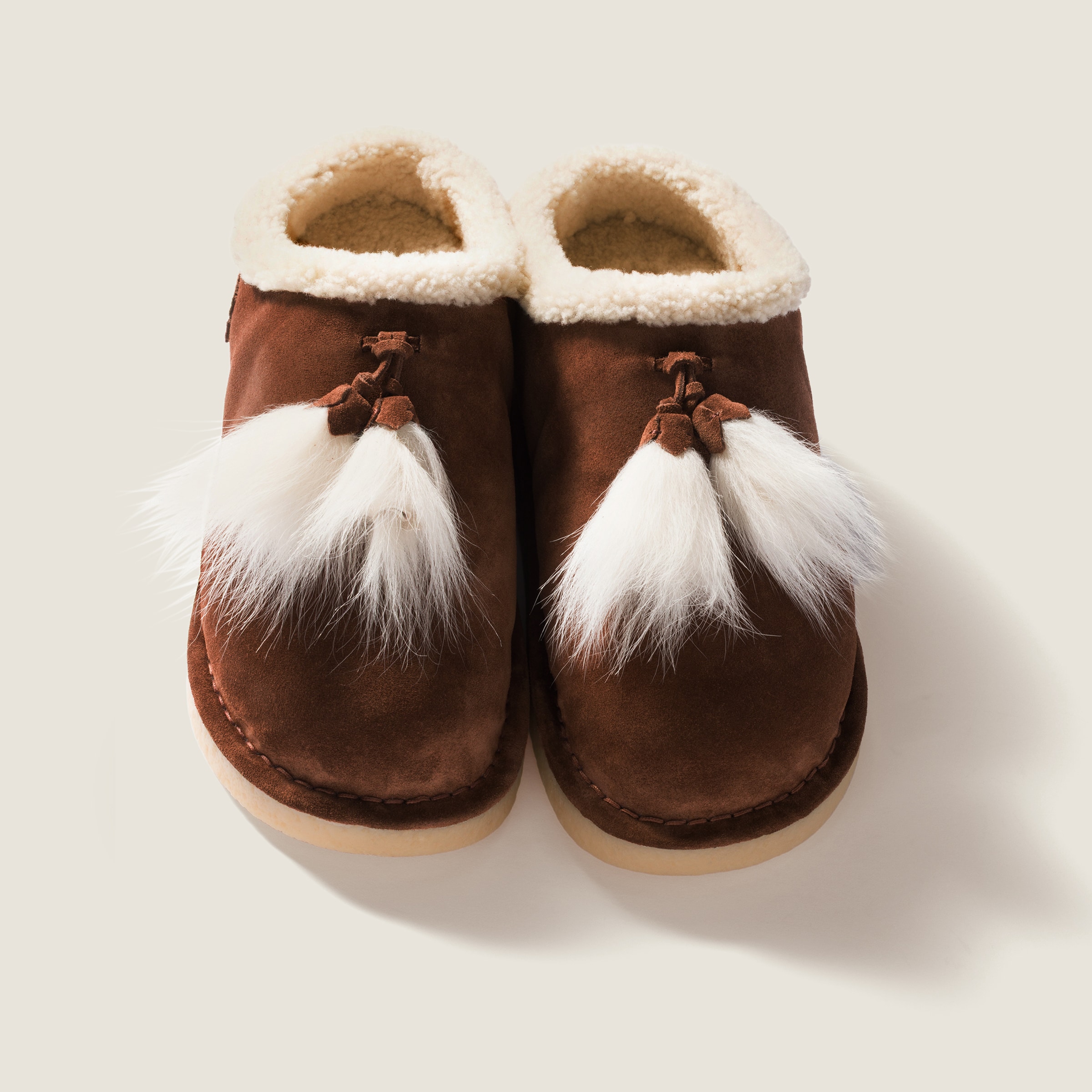 Miu Miu Suede And Shearling Mules In Brown
