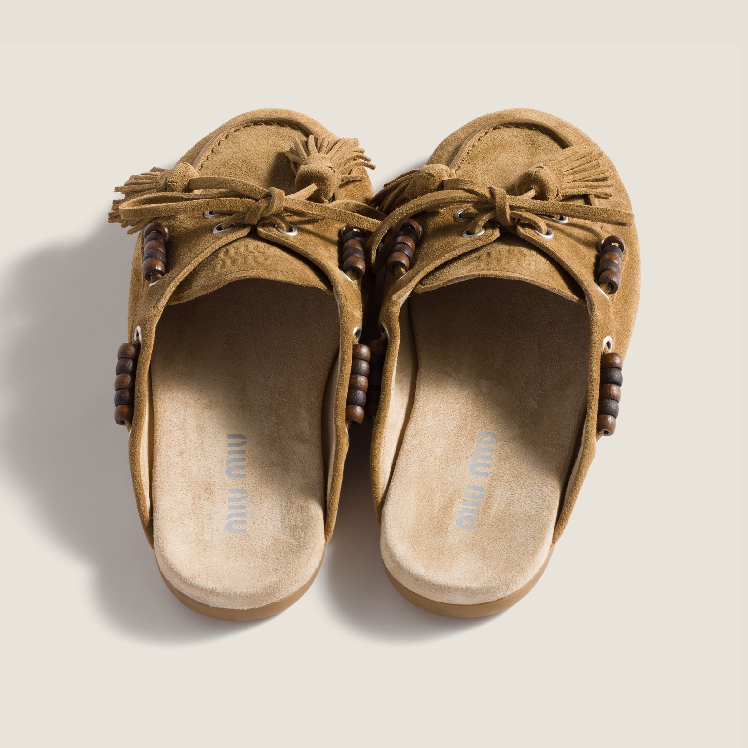 Olive Green Suede Leather Mules | Miu Miu