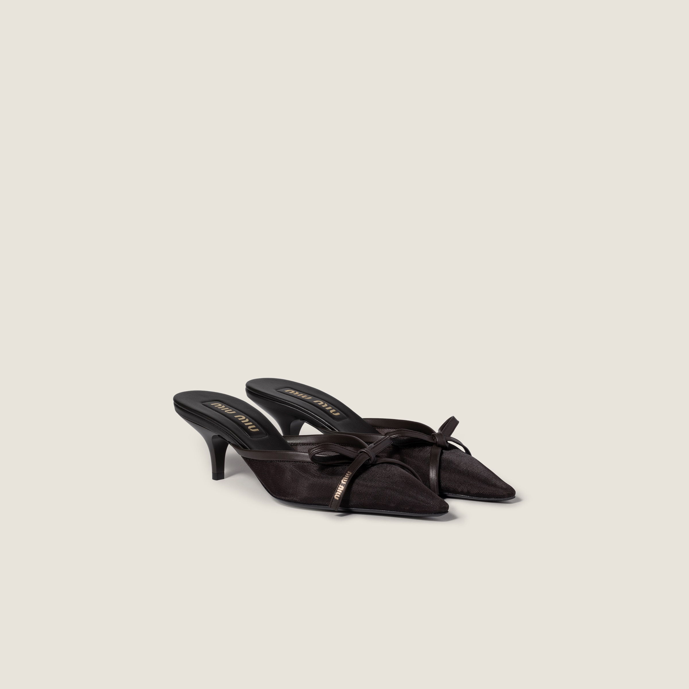 Mesh fabric heeled mules - Collection Collections | Miu Miu