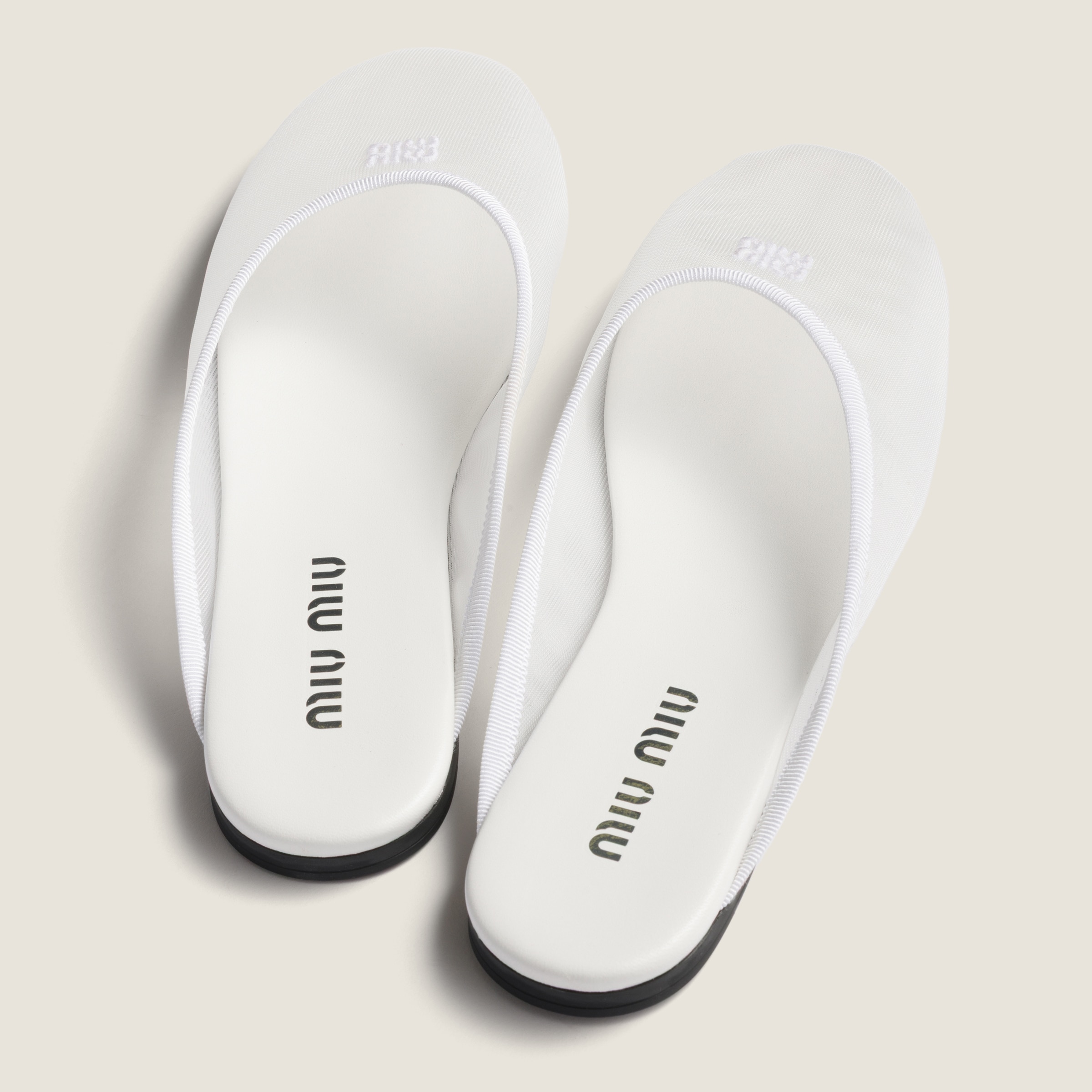White Mesh Fabric Slippers | Miu Miu - United States