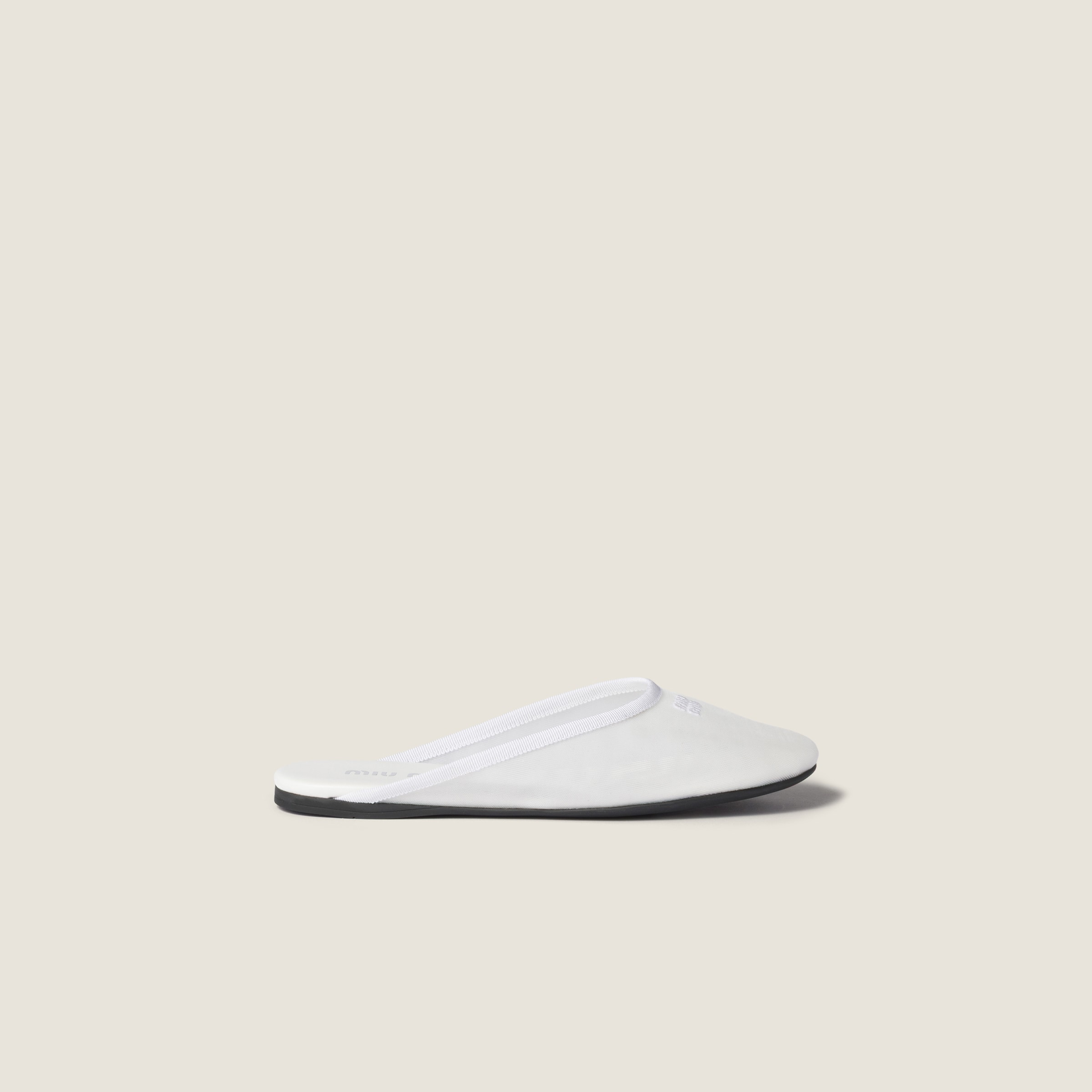 White Mesh Fabric Slippers | Miu Miu - United States