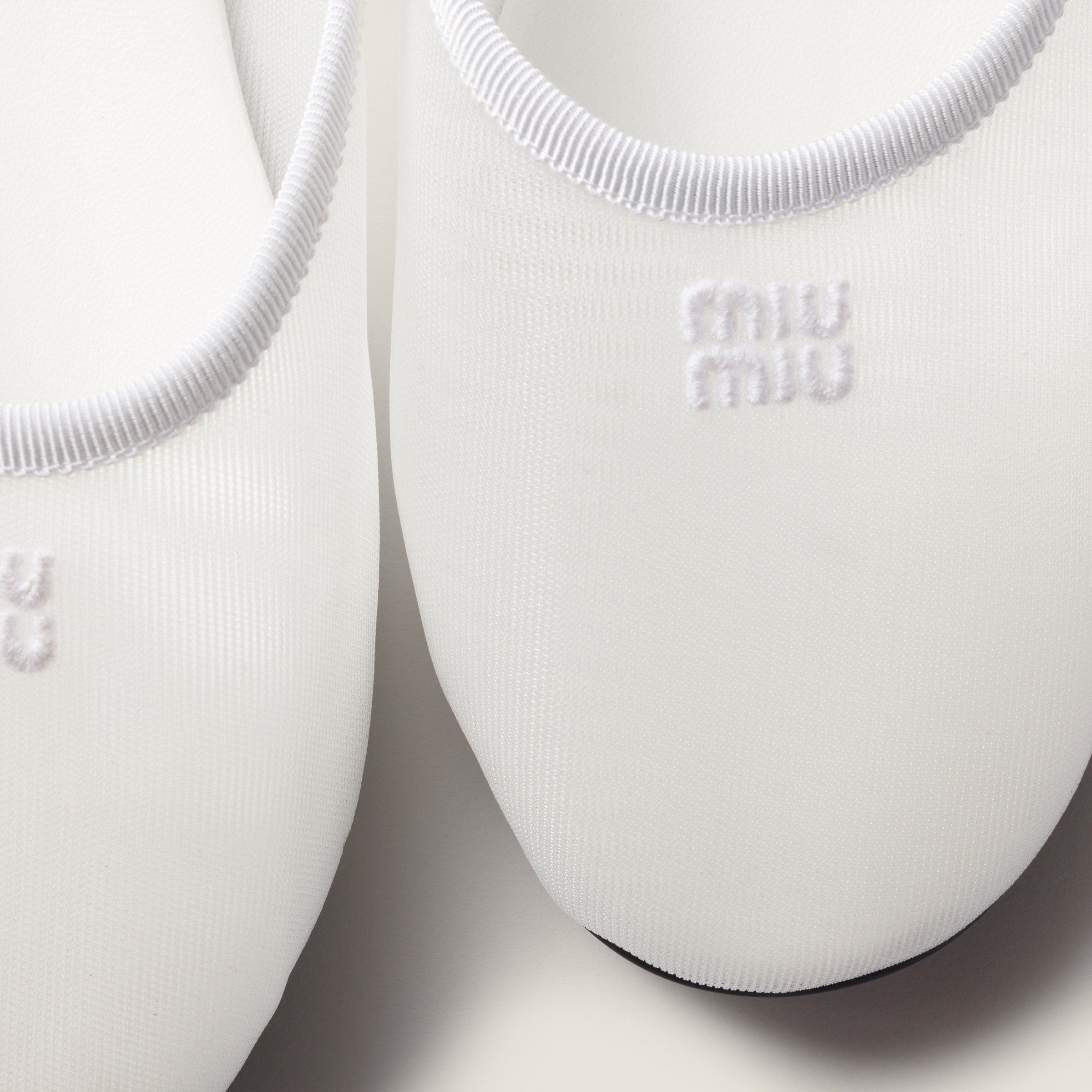 White Mesh Fabric Slippers | Miu Miu - United States