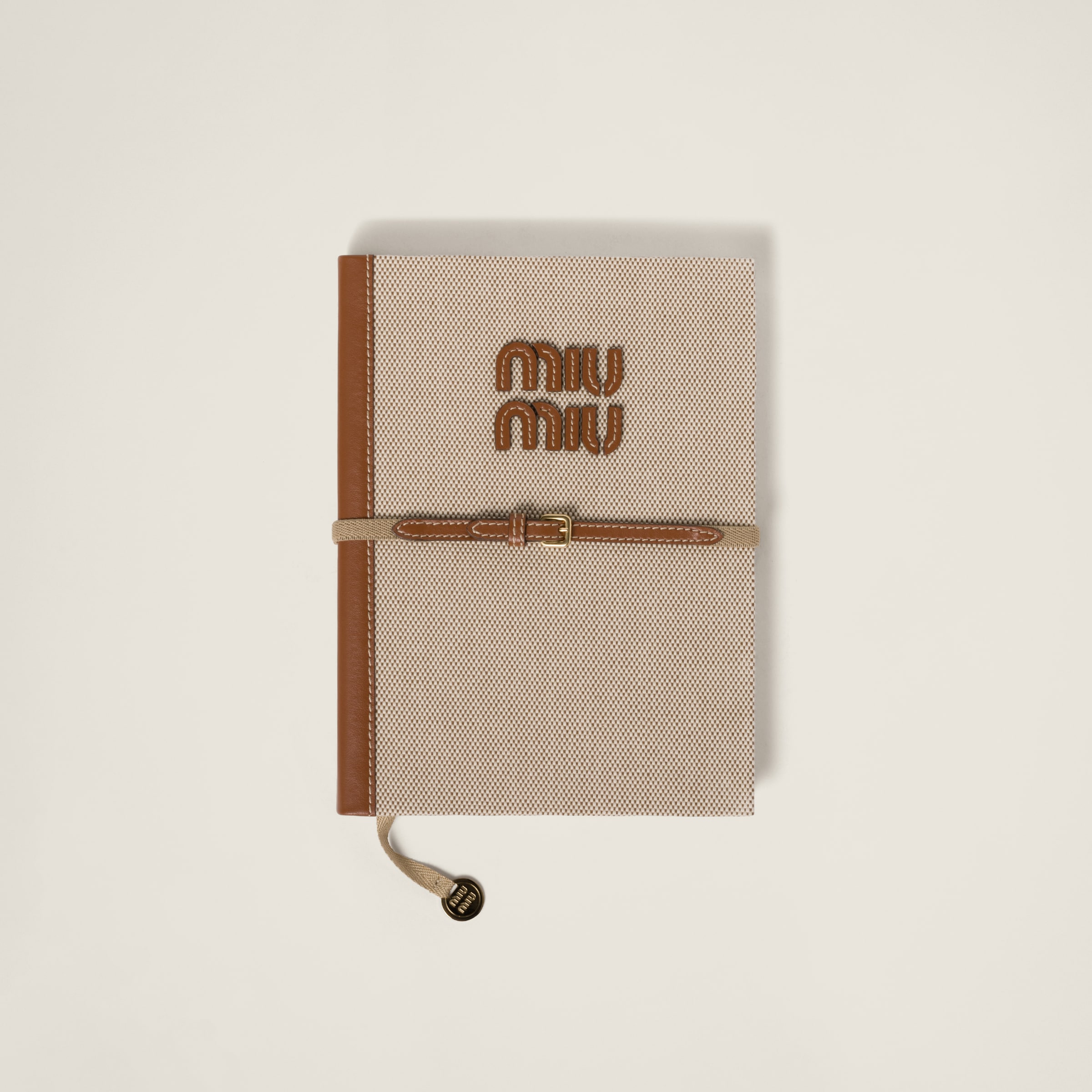 Beige/brandy Canvas And Leather Diary | Miu Miu