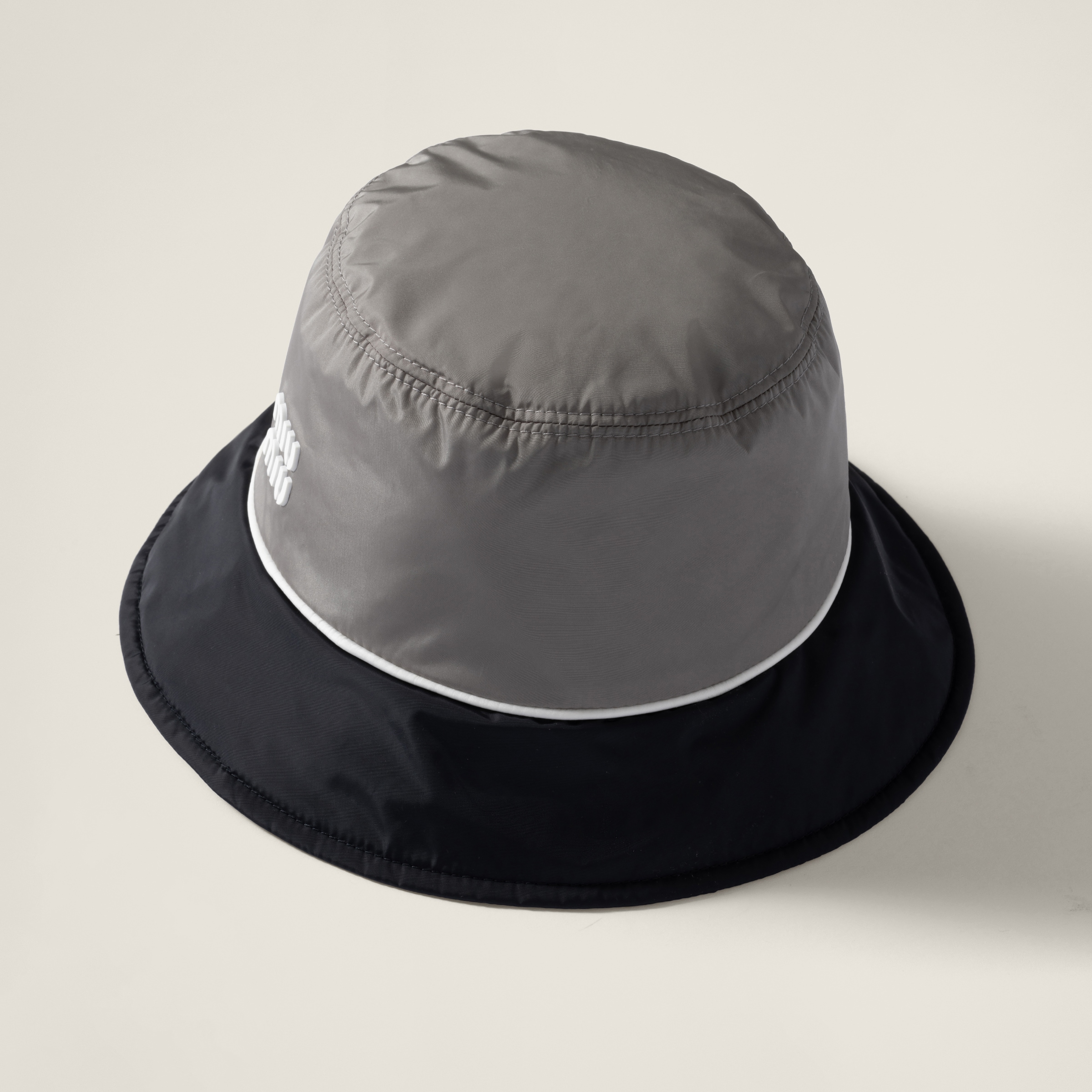 Miu Miu Technical Fabric Bucket Hat In Lead/blue